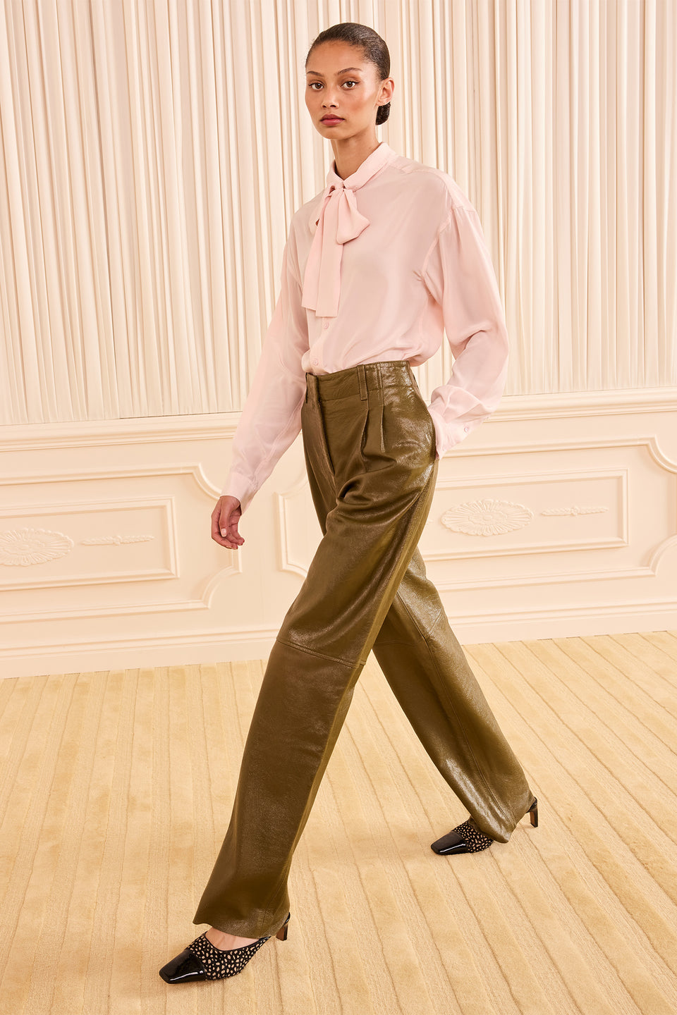 Lise Long Sleeve Silk Blouse - Powder