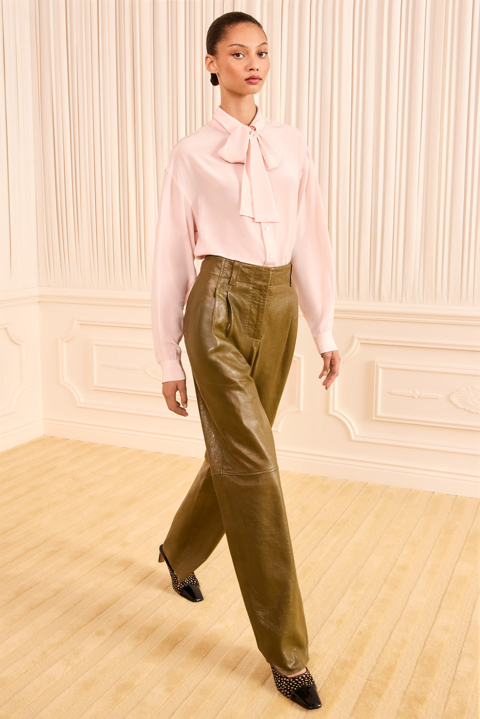 Lise Long Sleeve Silk Blouse - Powder