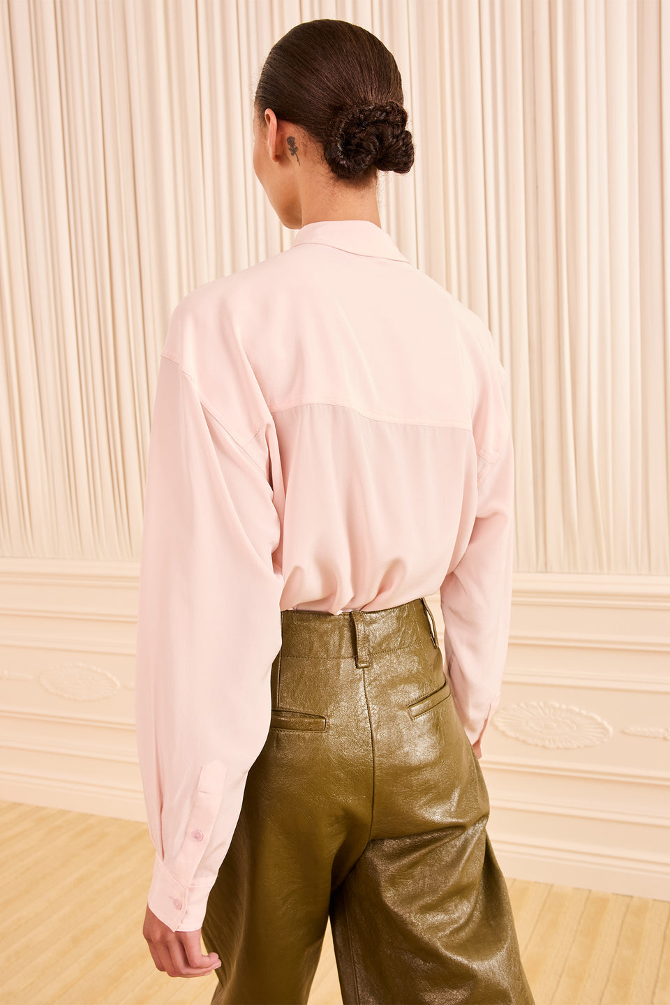 Lise Long Sleeve Silk Blouse - Powder