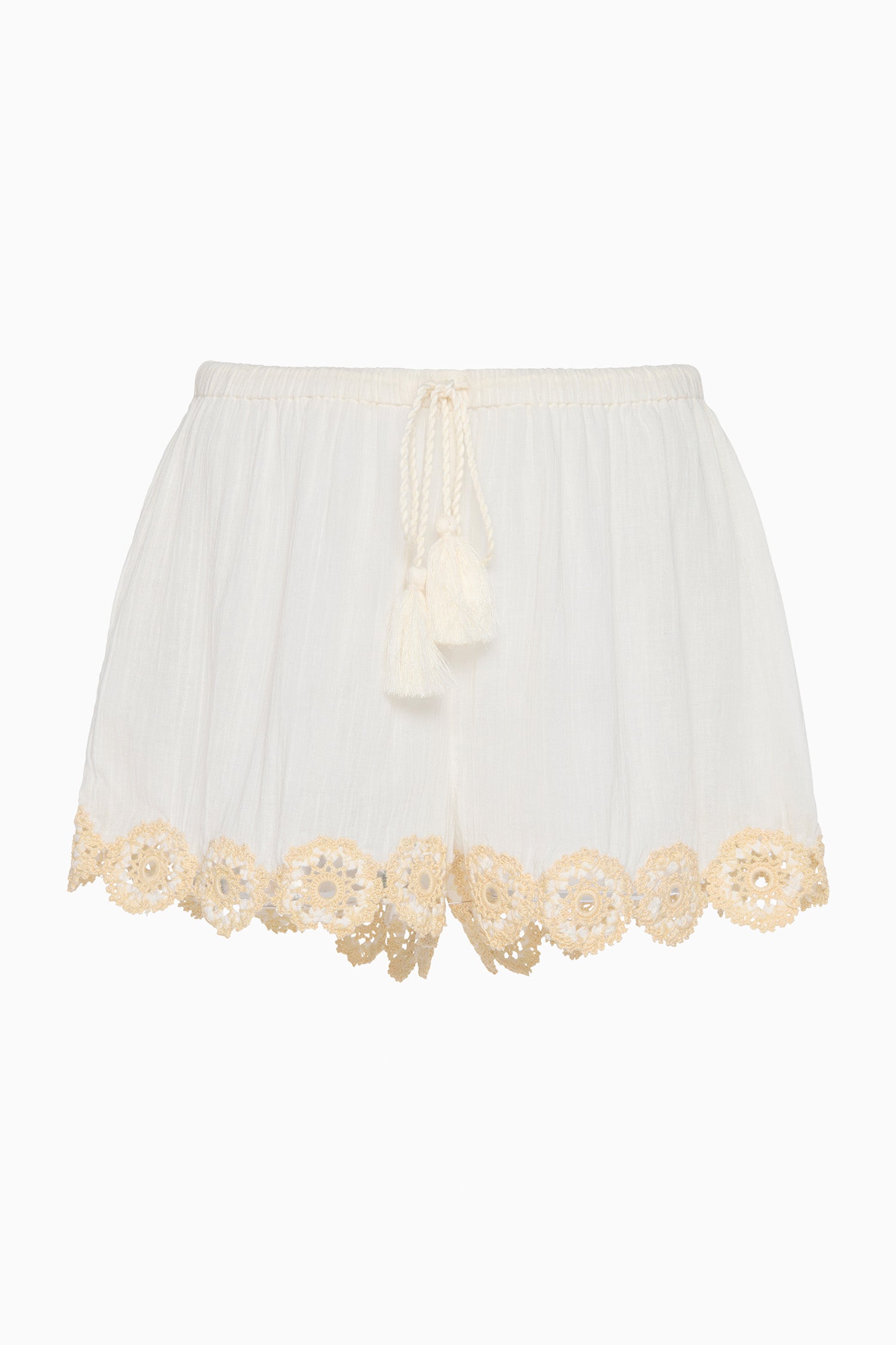Liya Coverup Short with Crochet Detail - Creme