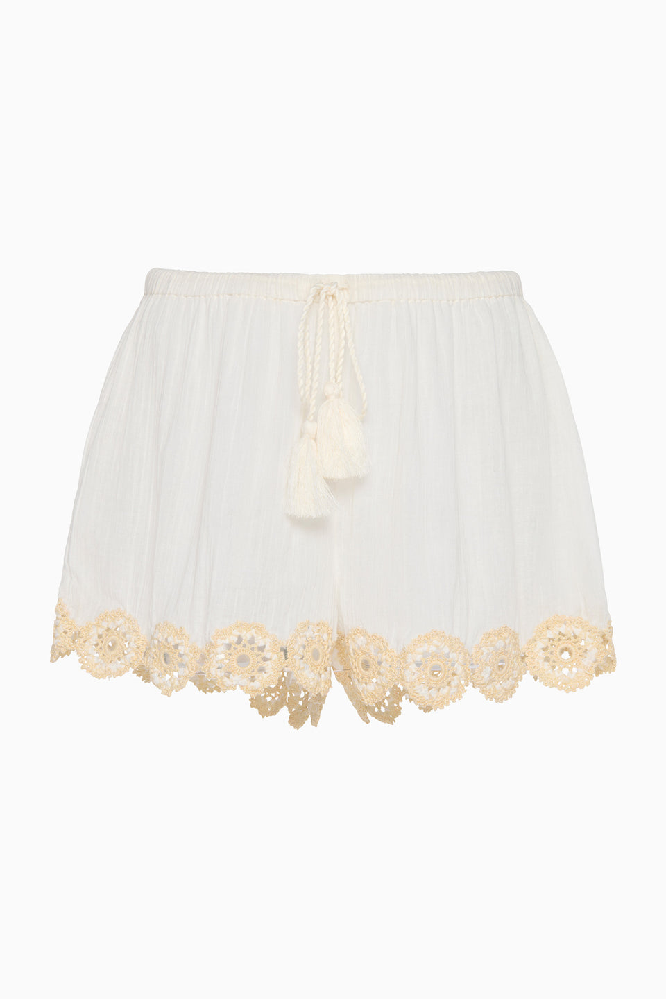 Liya Coverup Short with Crochet Detail - Creme