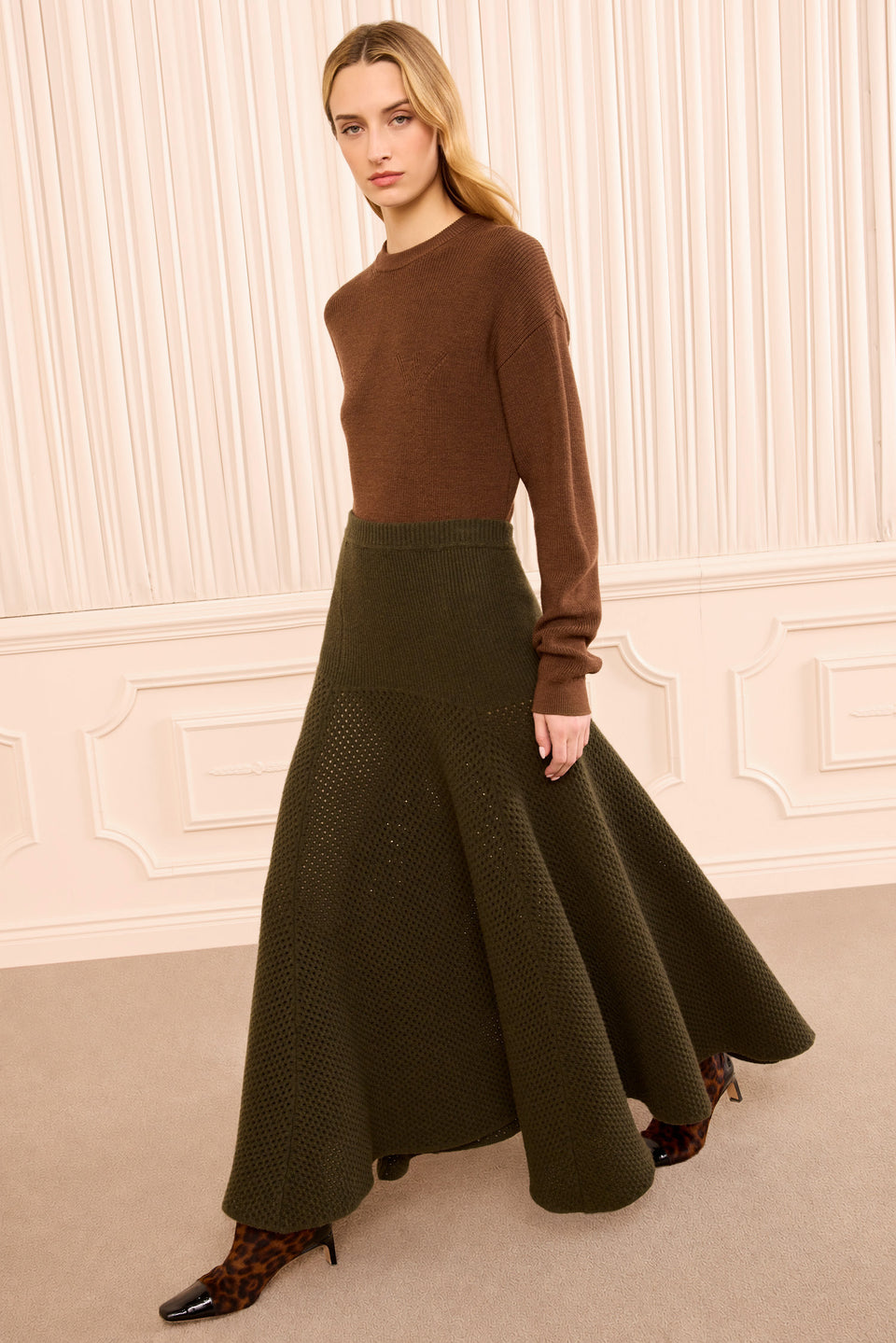 Lucia Wool Knit Skirt - Militaire