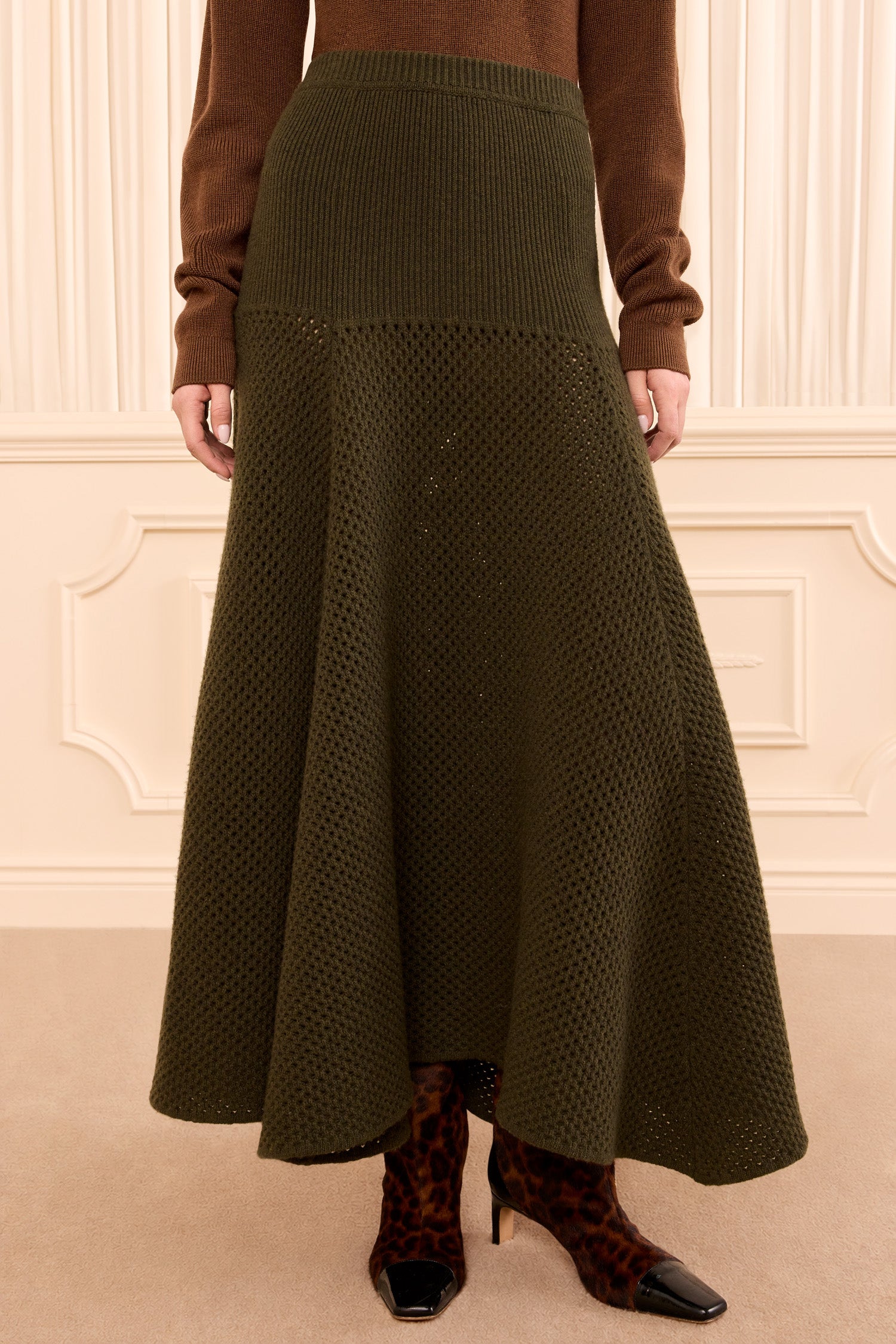 Ulla Johnson Lucia Wool Knit Skirt - Militaire