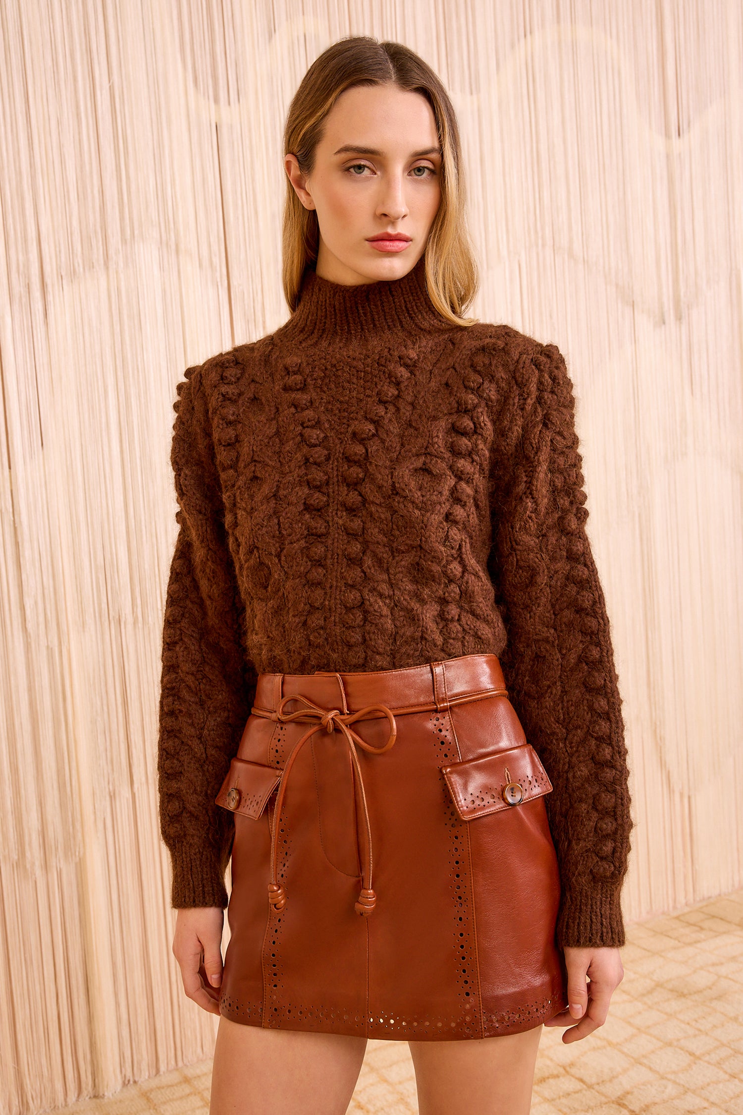 Luna Leather Mini Skirt - Wenge