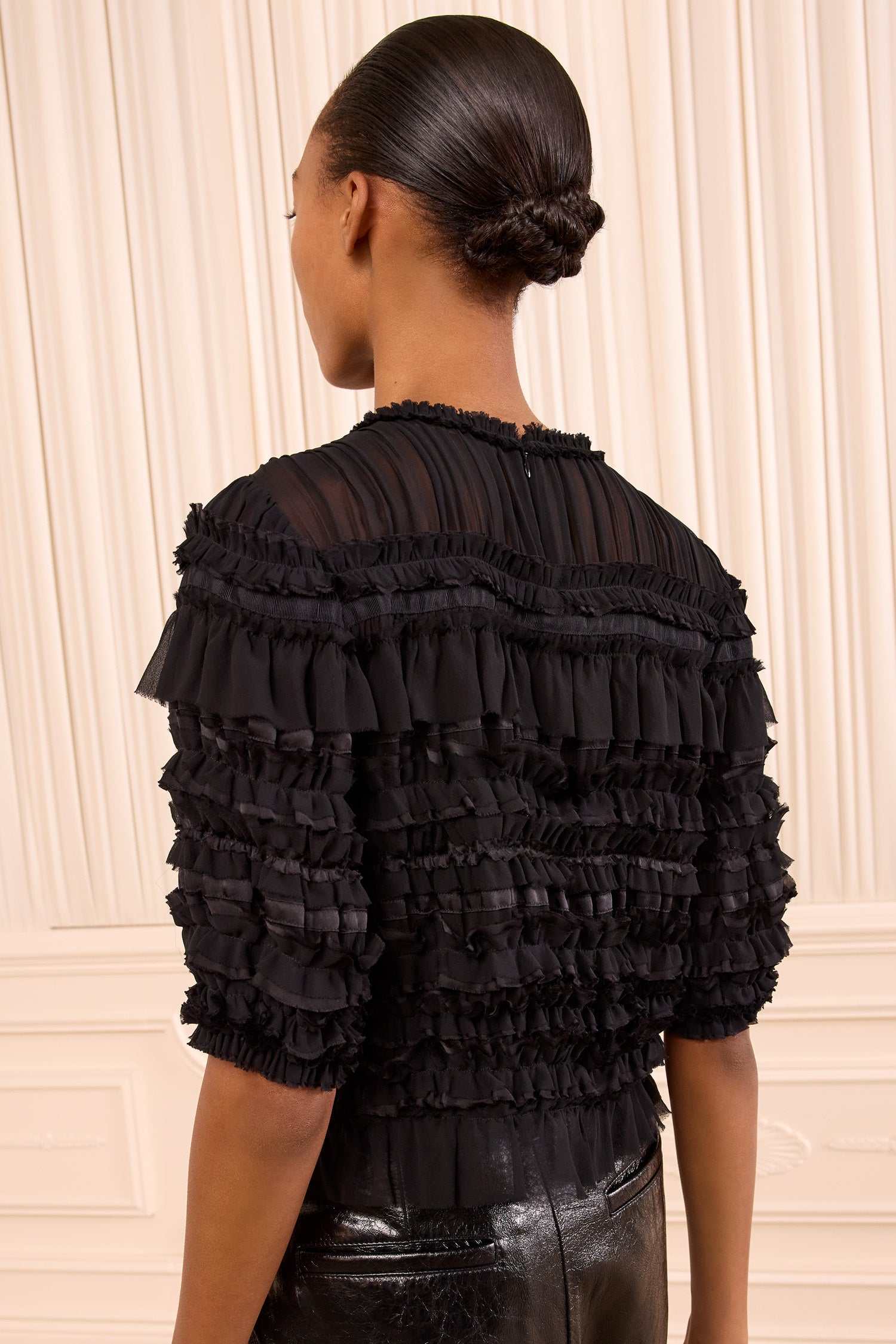 Ulla Johnson Mabel Short Sleeve Silk Top - Noir