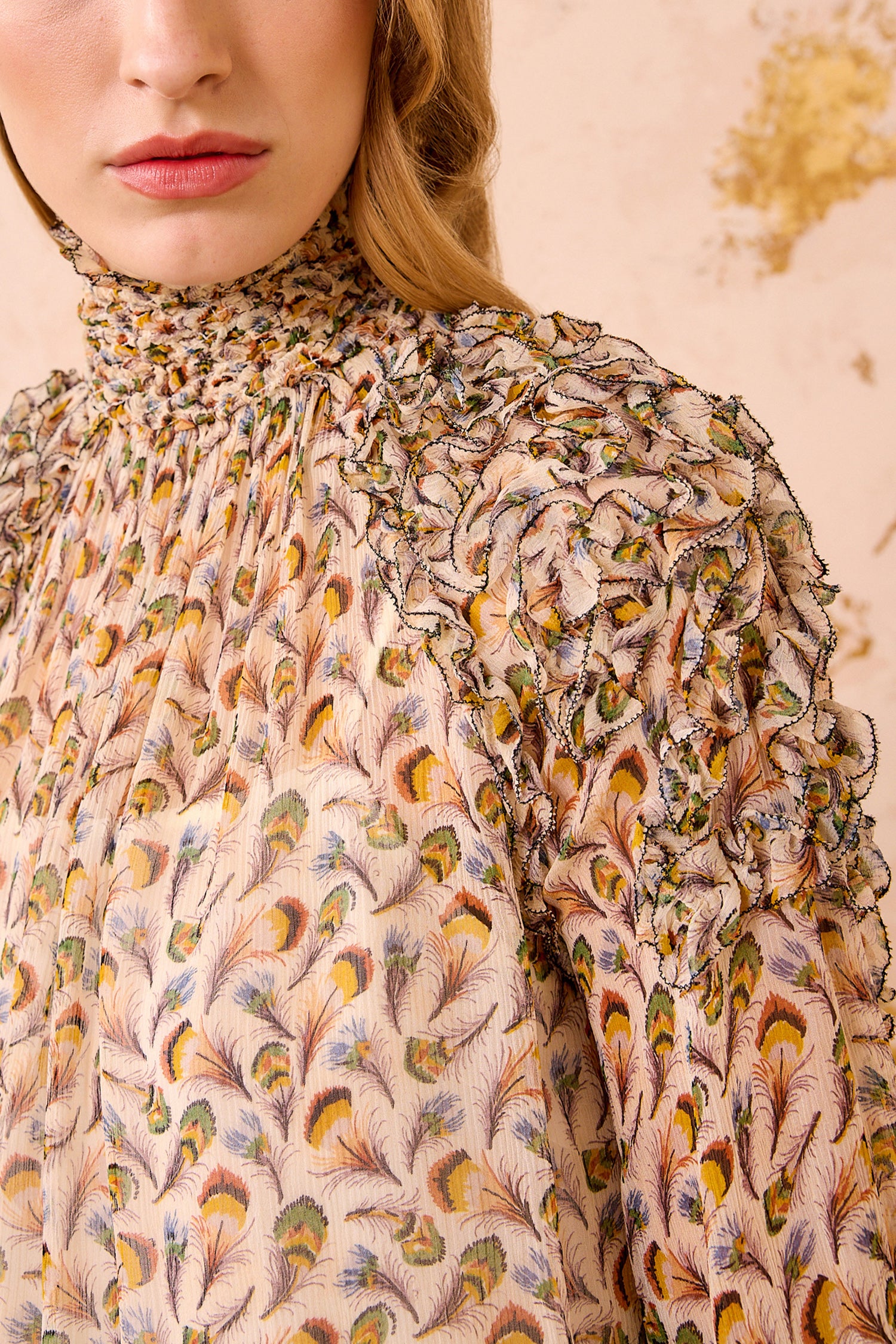 Ulla Johnson Magdalena Silk Embroidered Ruffle Long Sleeve Blouse - Swan