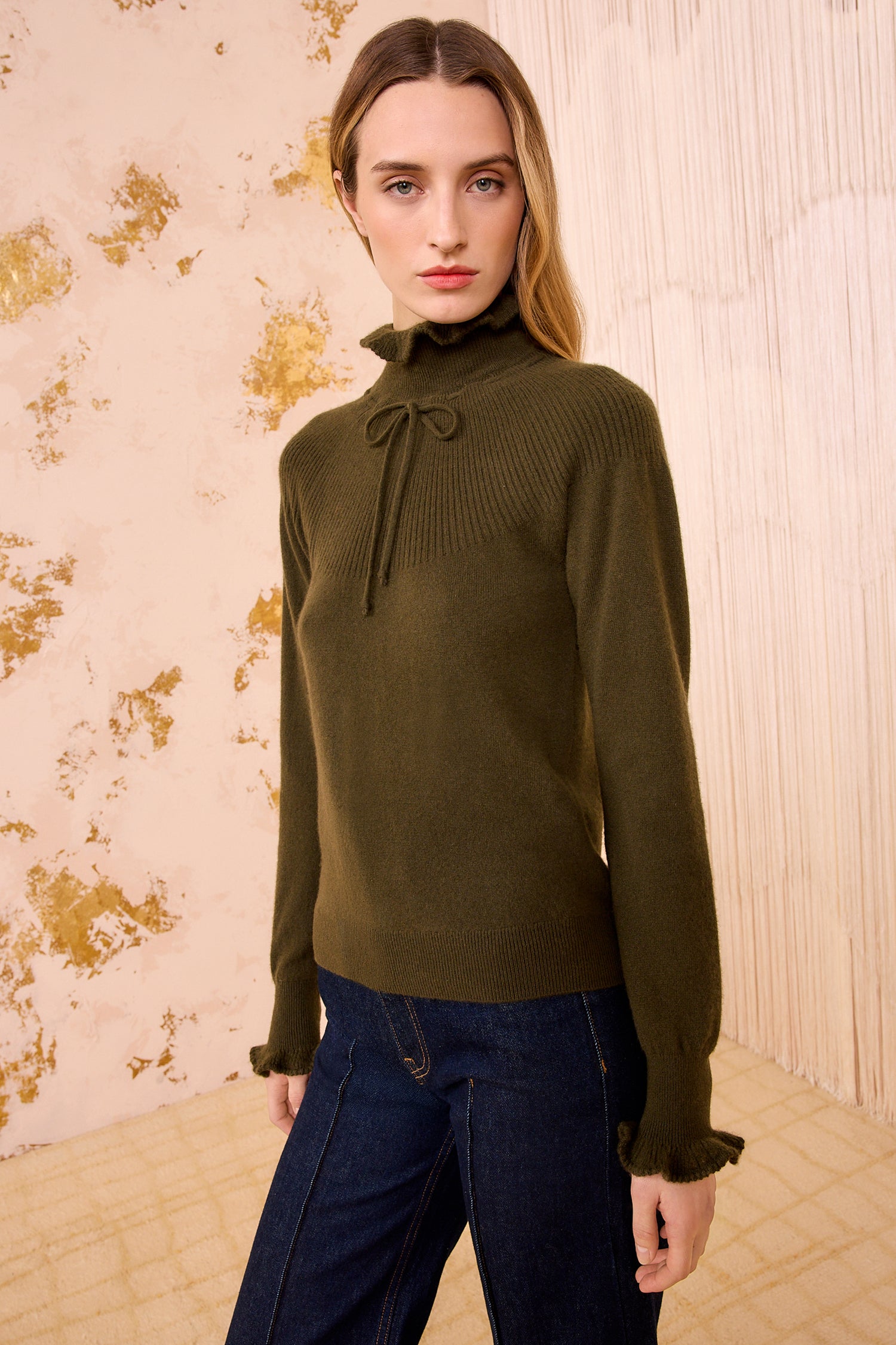 Maisie Cashmere Turtleneck - Hunter Green Cashmere Knit - Ulla Johnson