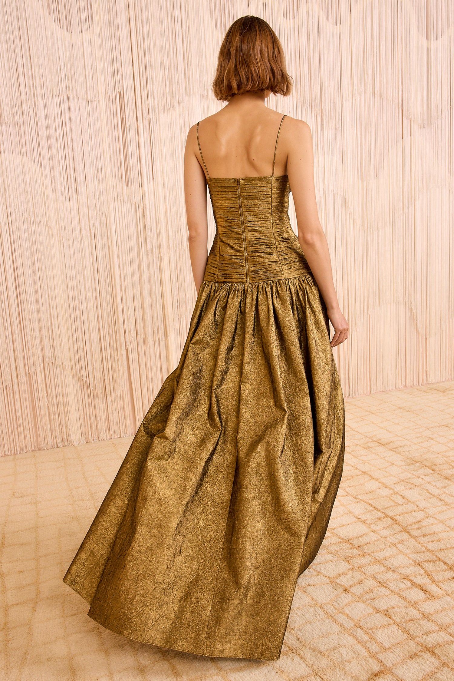 Ulla Johnson Manet Gown with Gathered Seams - Gold Leaf