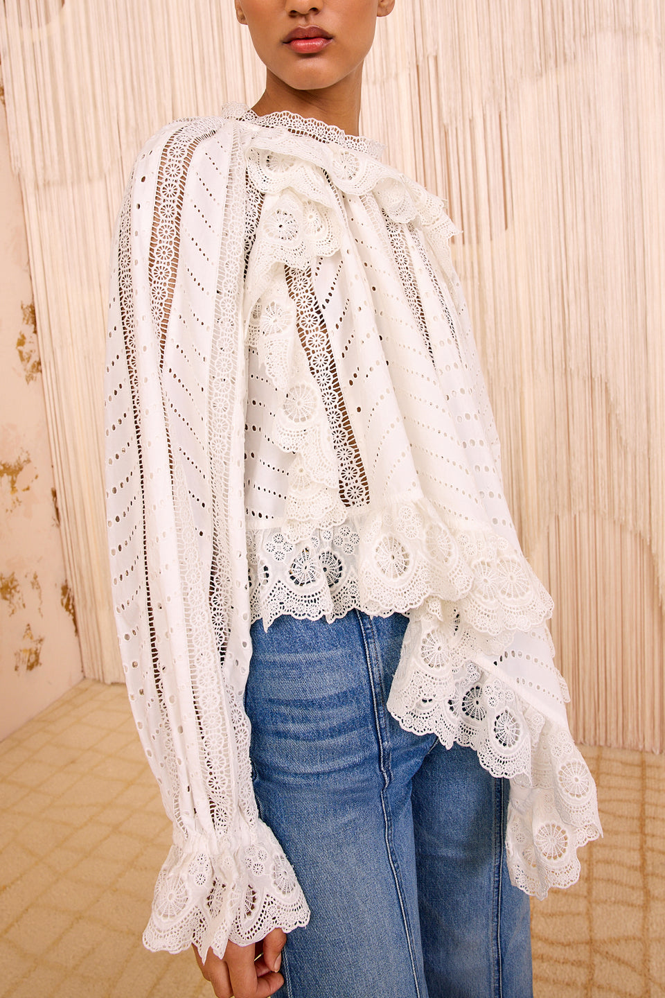 Marcella Asymmetrical Long Sleeve Blouse - Pristine