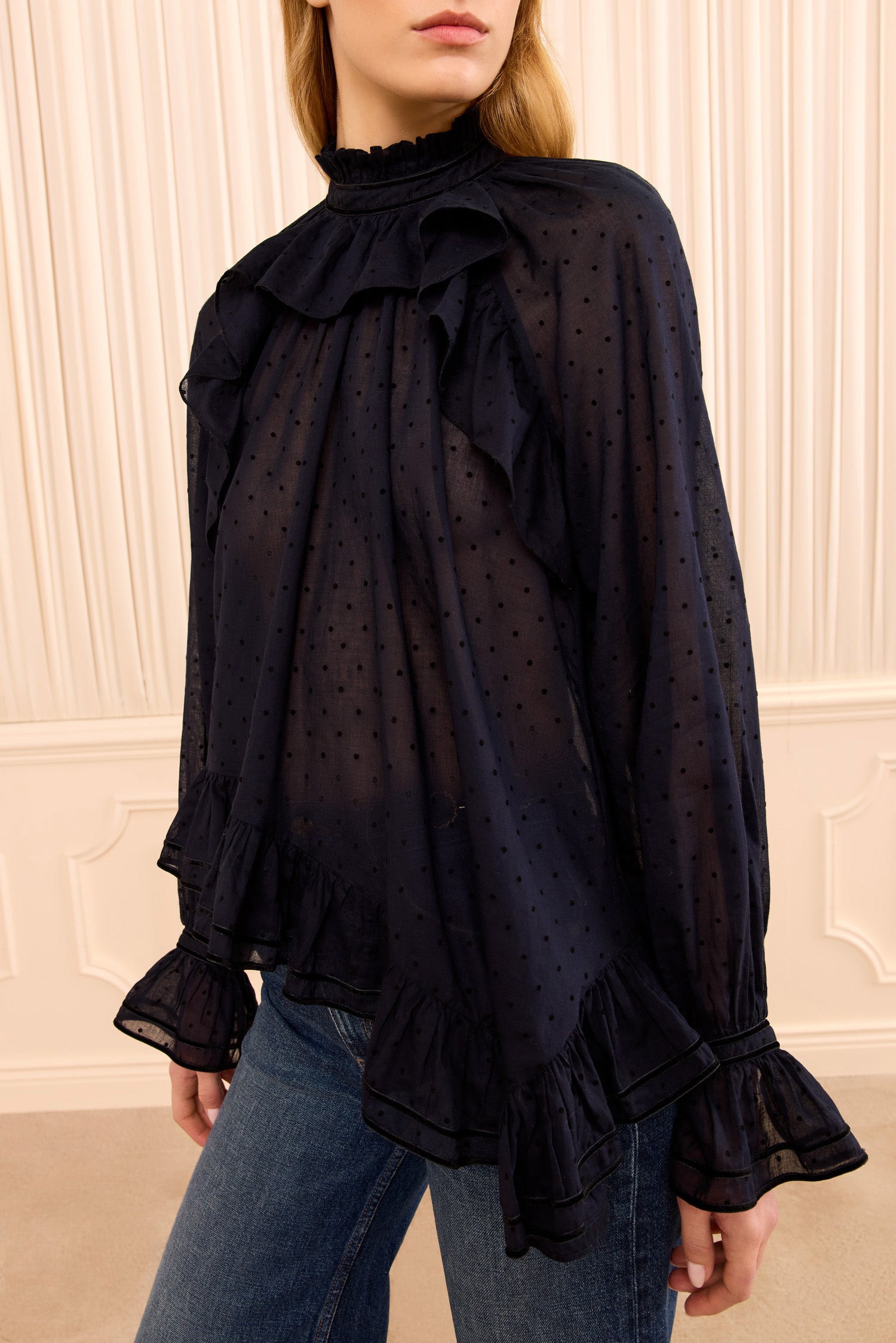 Ulla Johnson Marcella Long Sleeve Cotton Blouse - Nightfall