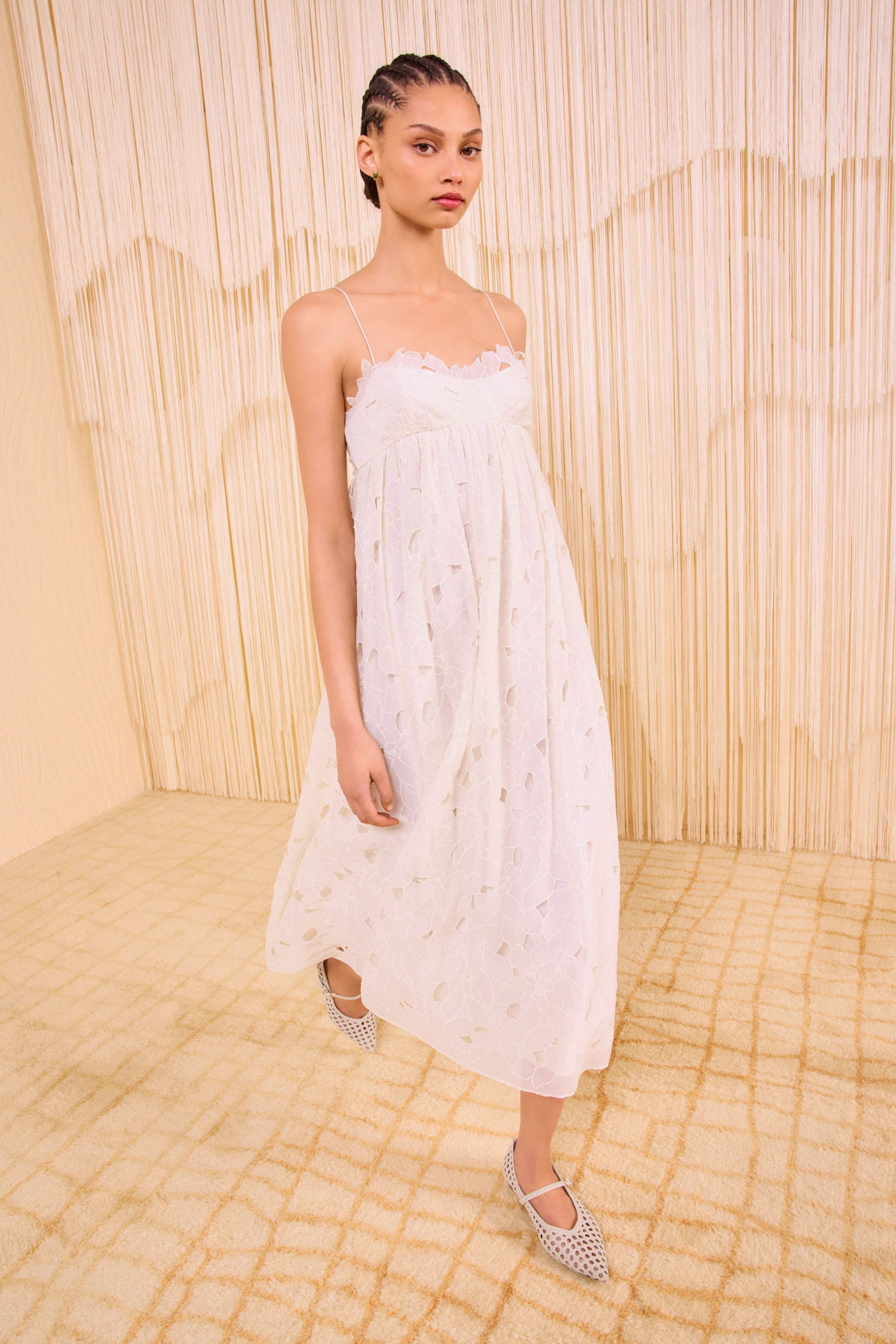 Marina Empire Cami Midi Dress - Chalk