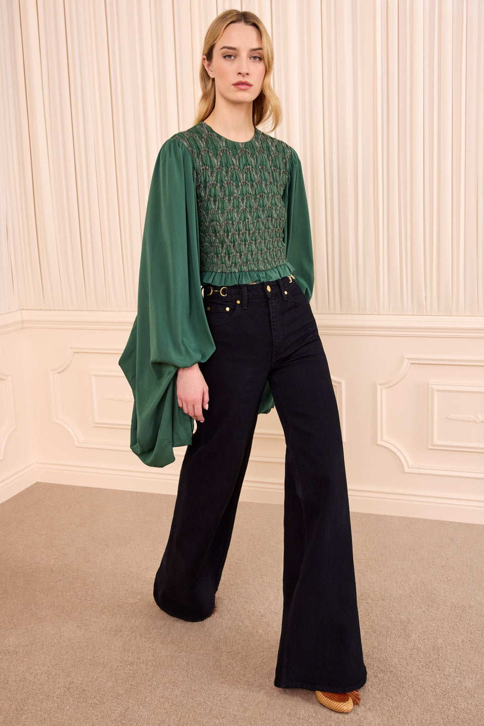 Marlene LS Smocked Blouse - Tourmaline
