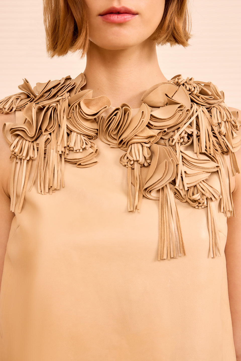Marlowe Floral Applique Leather Top - Alabaster