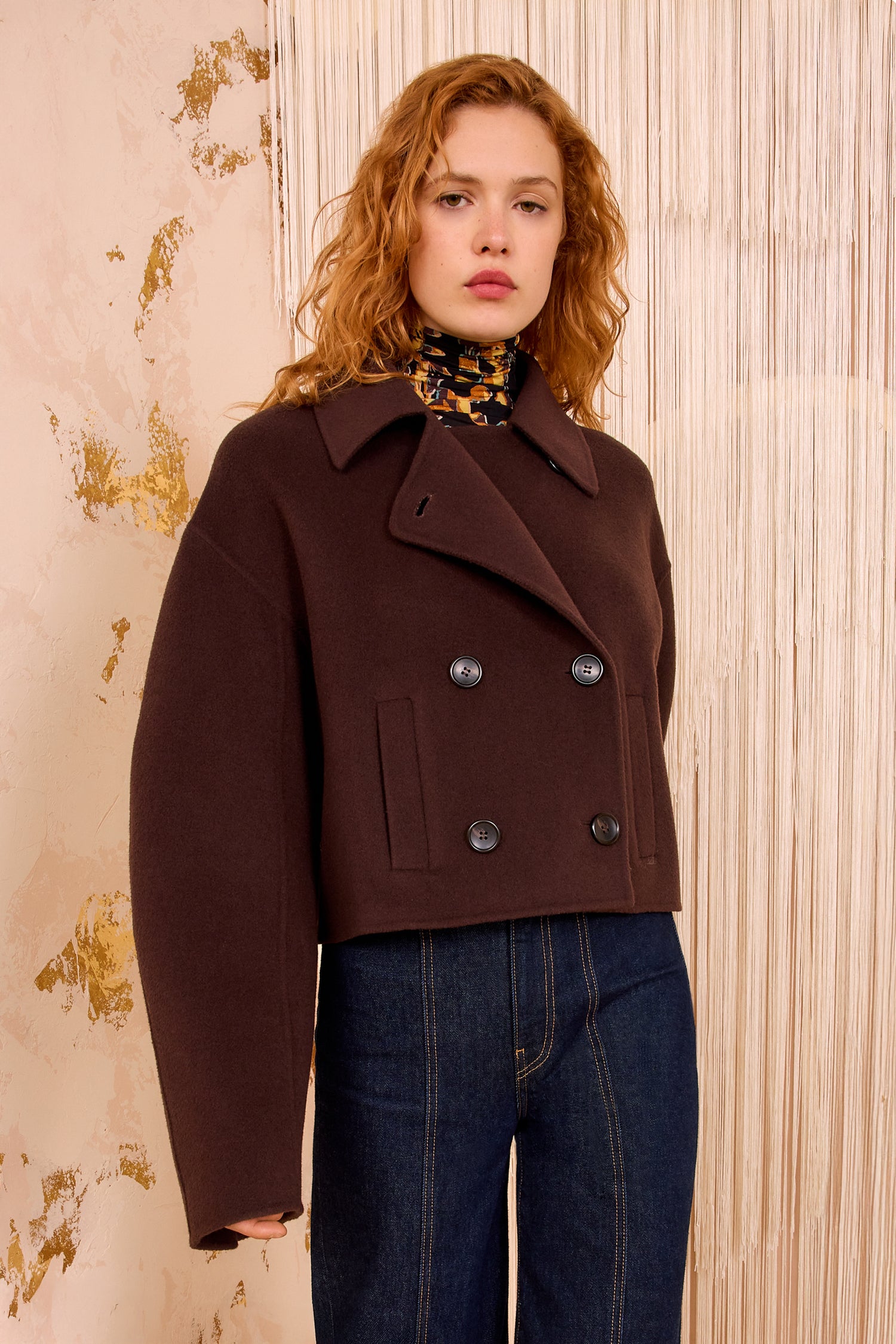 Marta Double Faced Wool Cropped Coat - Sable