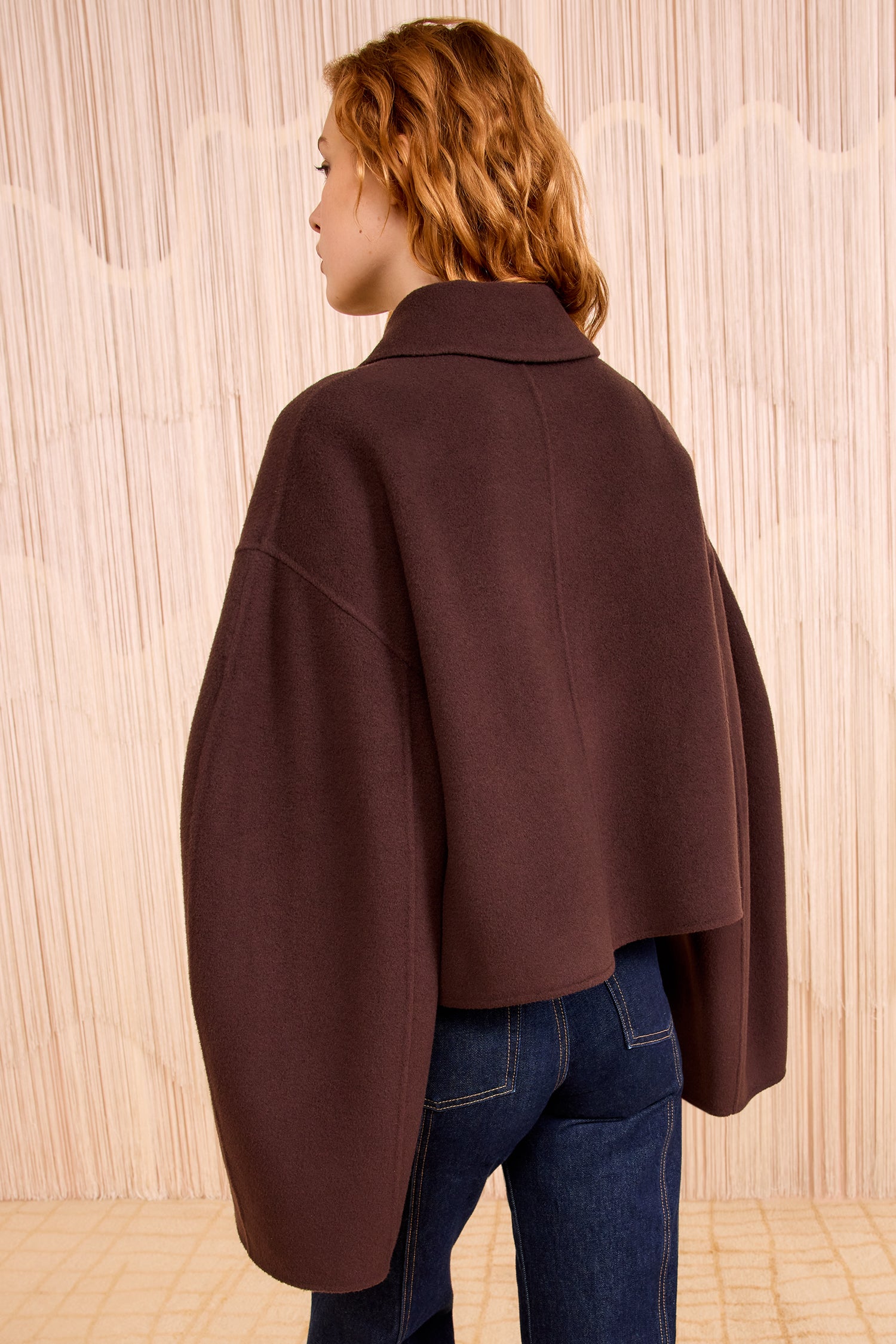 Marta Double Faced Wool Cropped Coat - Sable