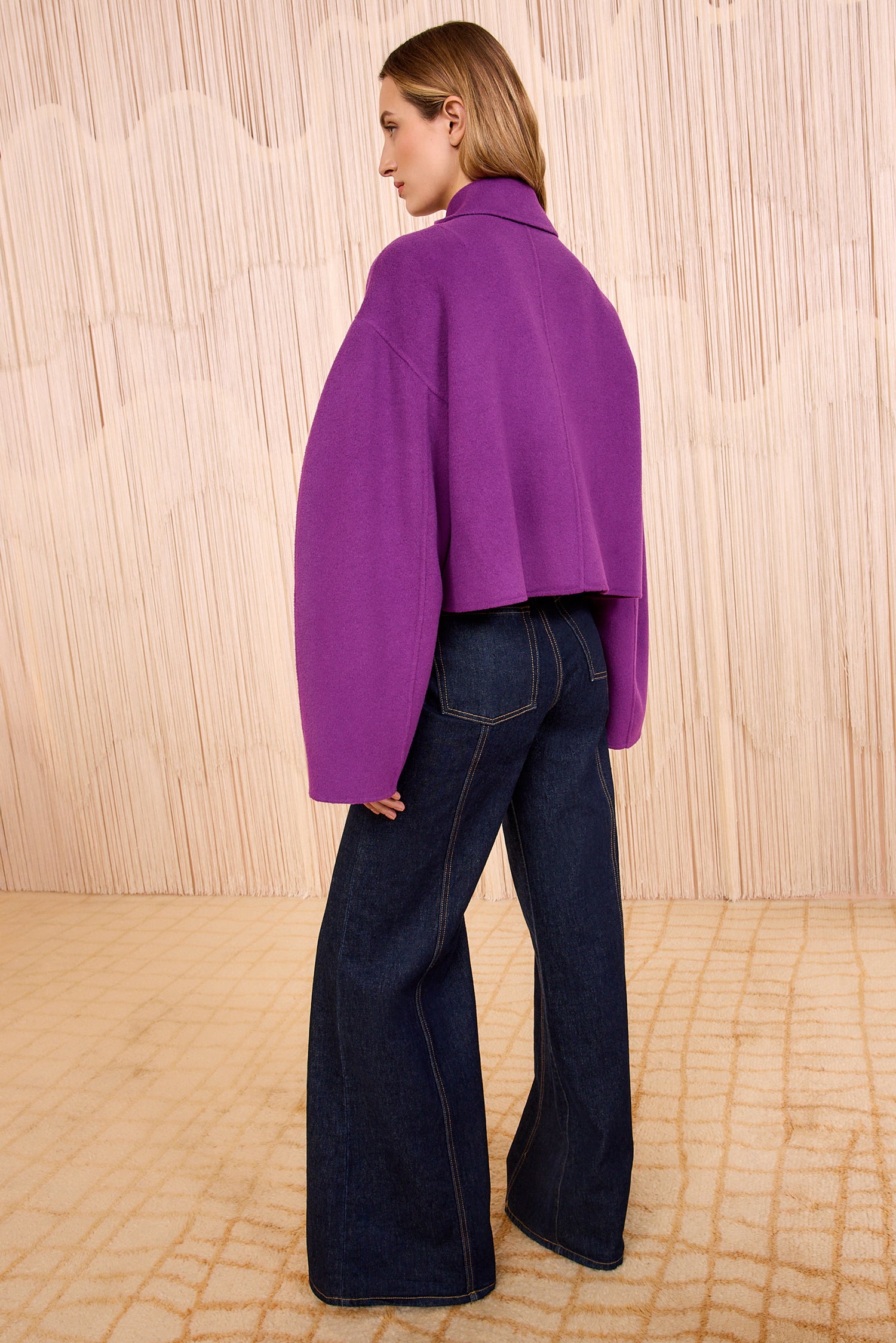Marta Double Faced Wool Cropped Coat - Thistle