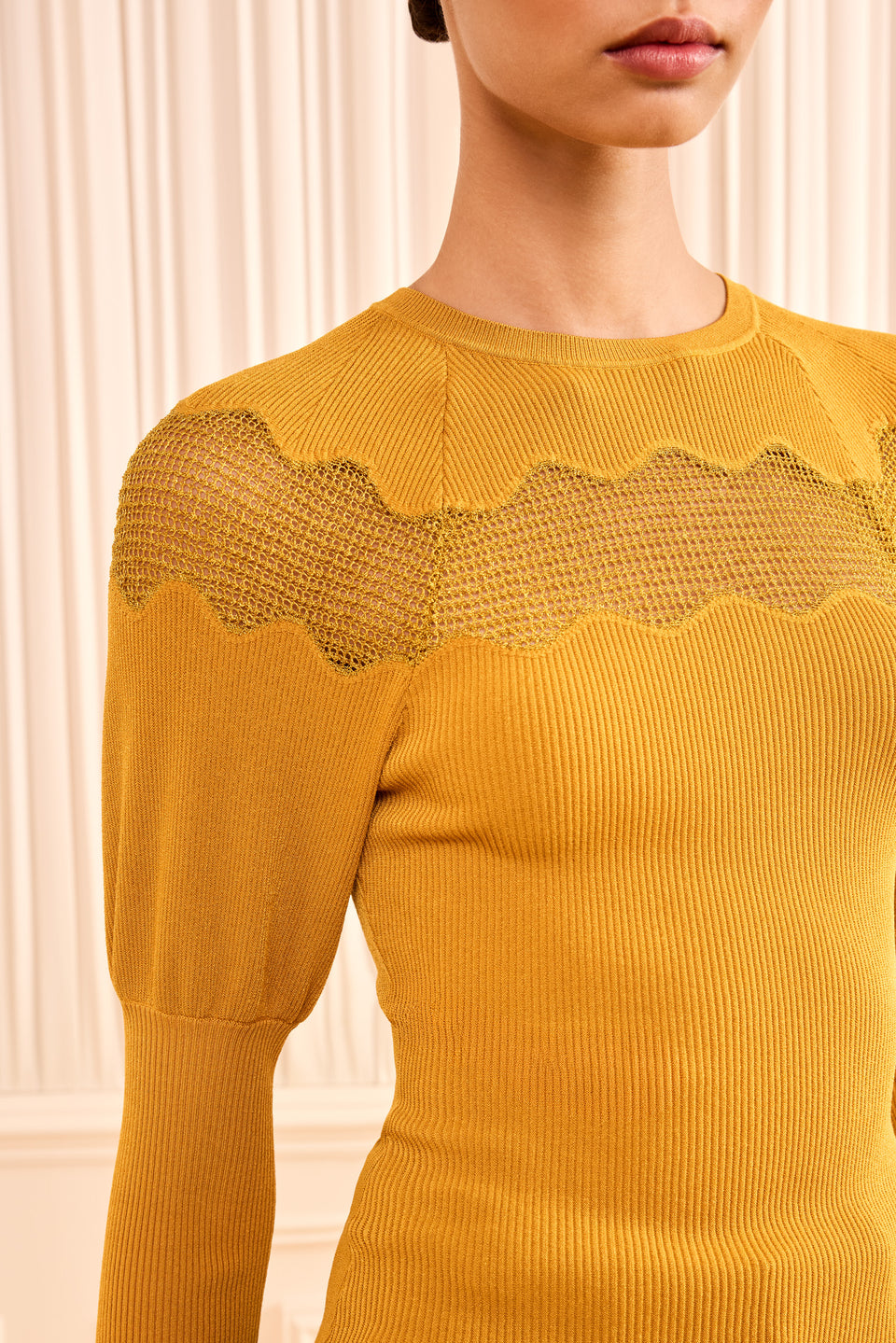 Mathilde Ls Knit Pullover - Topaz/gold