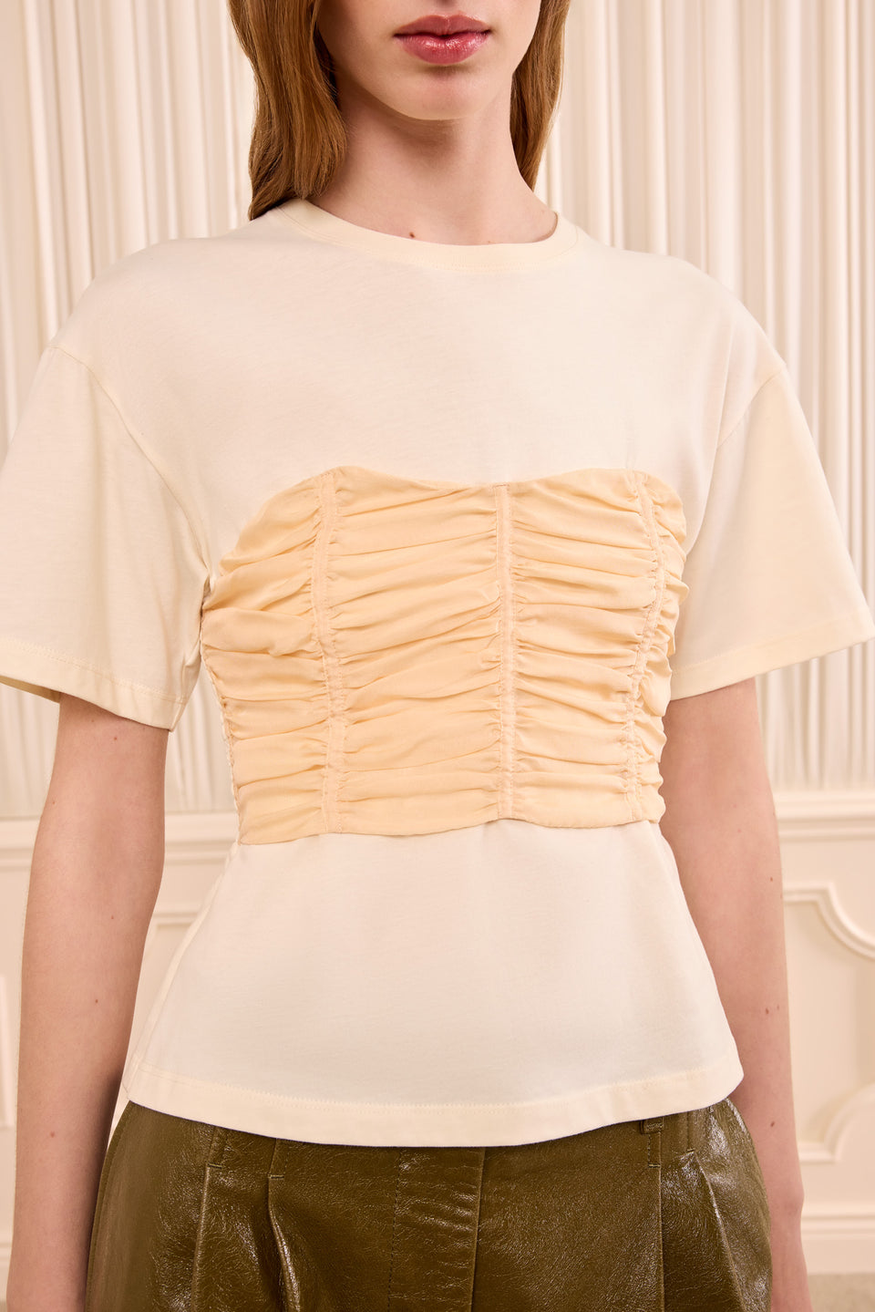Mila Short Sleeve Cotton Top - Pearl