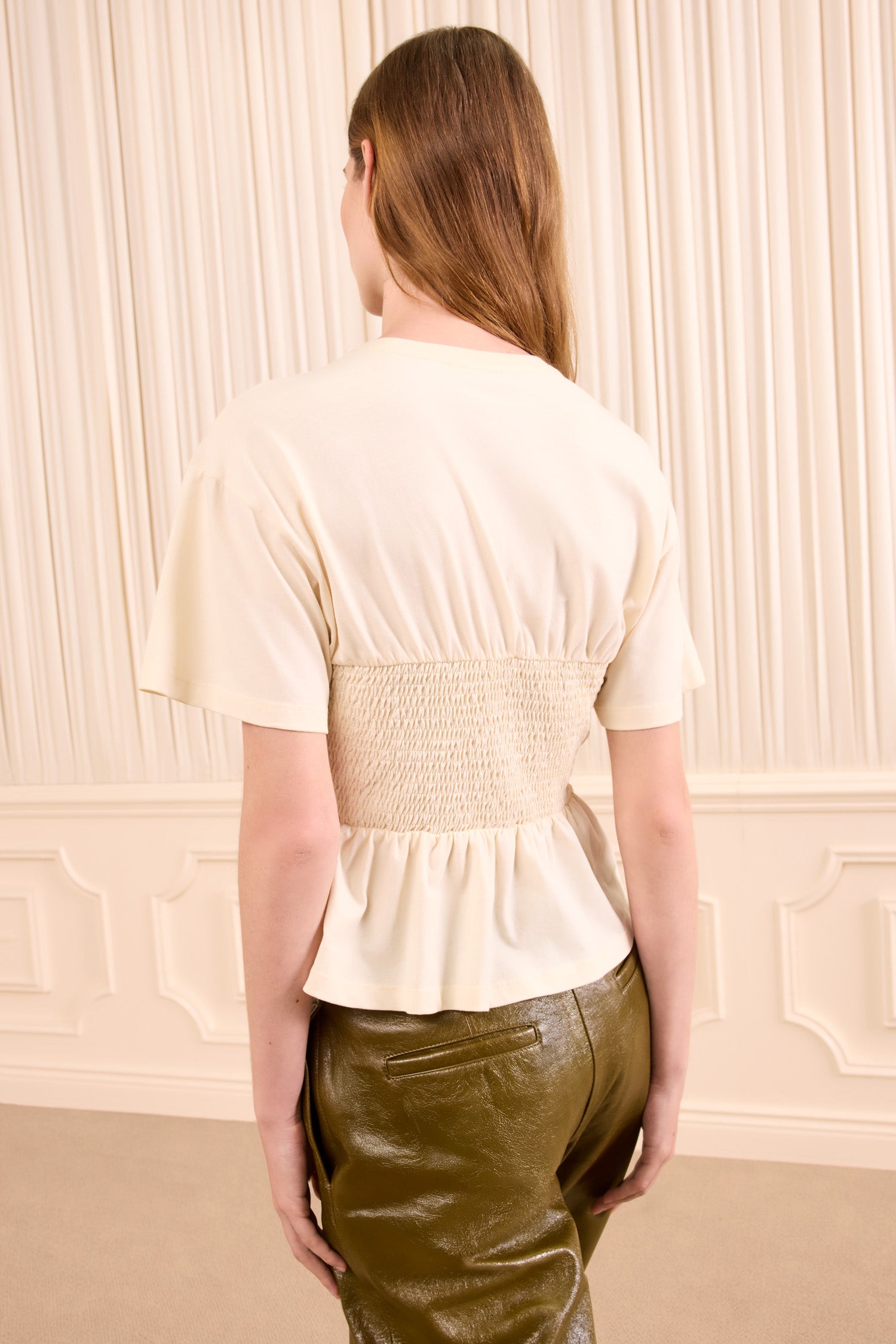 Mila Short Sleeve Cotton Top - Pearl