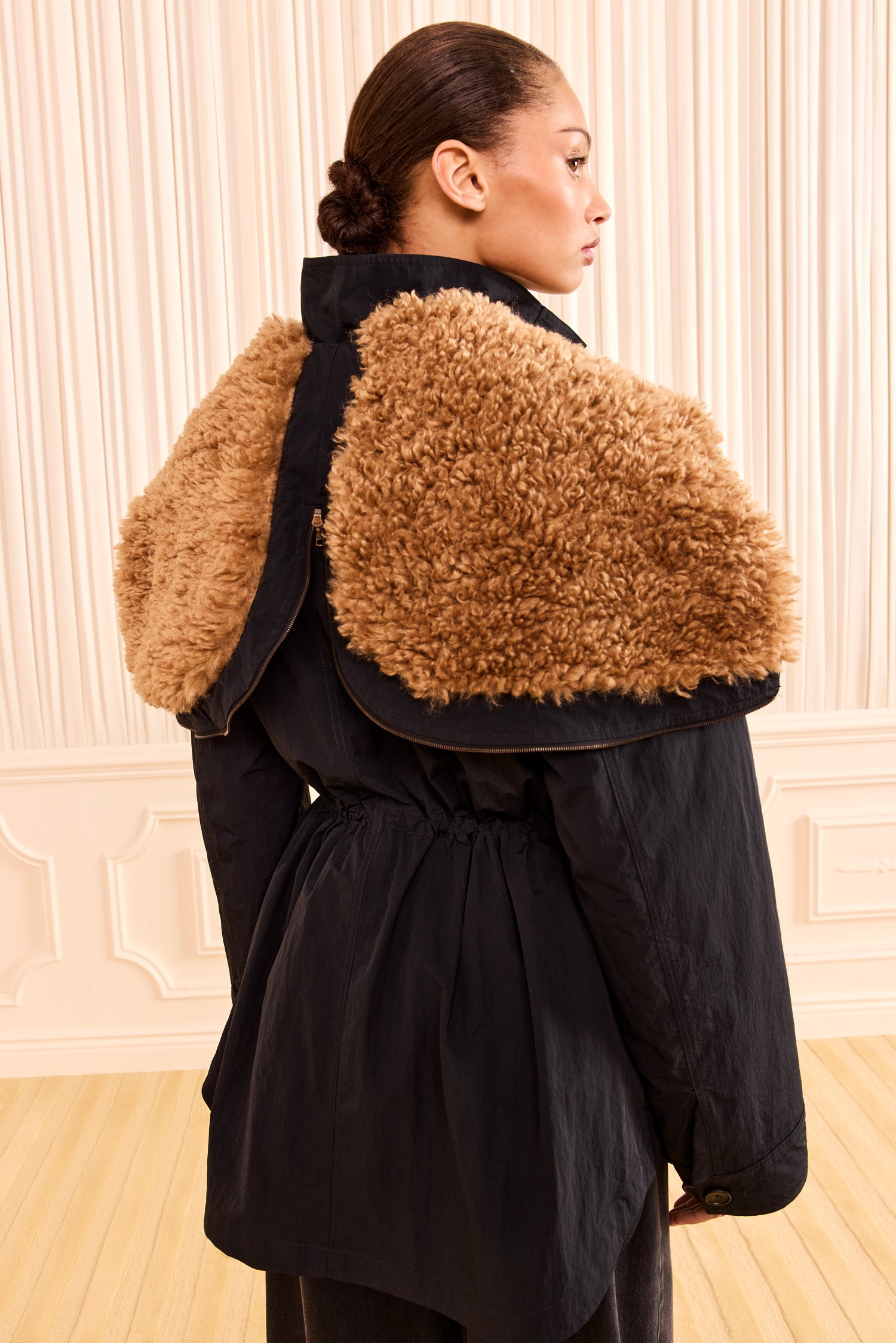 Ulla Johnson Milo Jacket with Fur Lined Hood - Noir