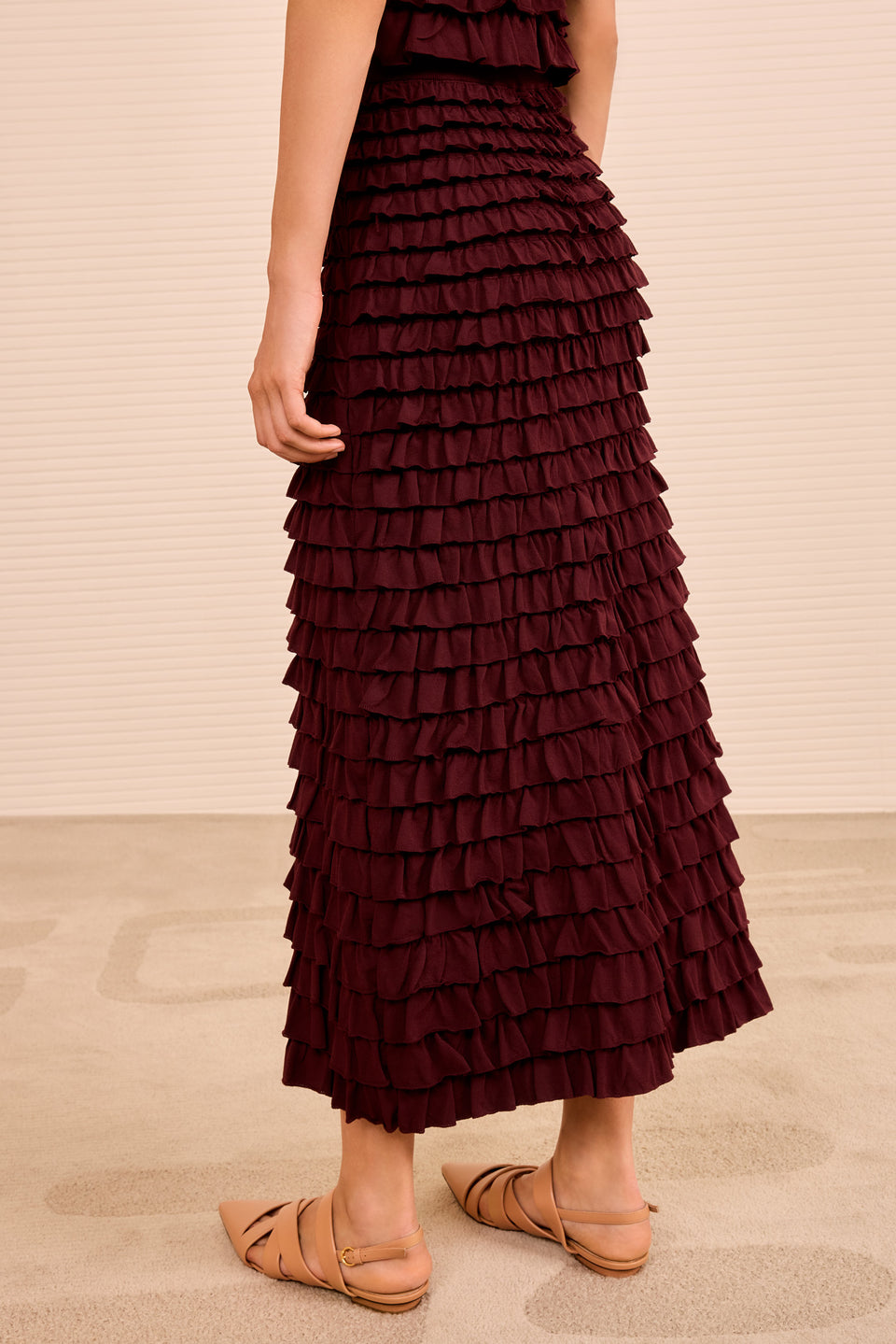 Mimi Ruffled Midi Skirt - Claret