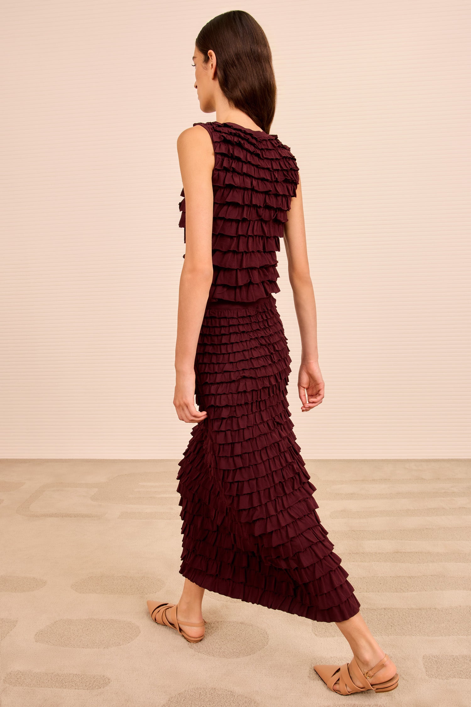 Ulla Johnson Mimi Ruffled Midi Skirt - Claret