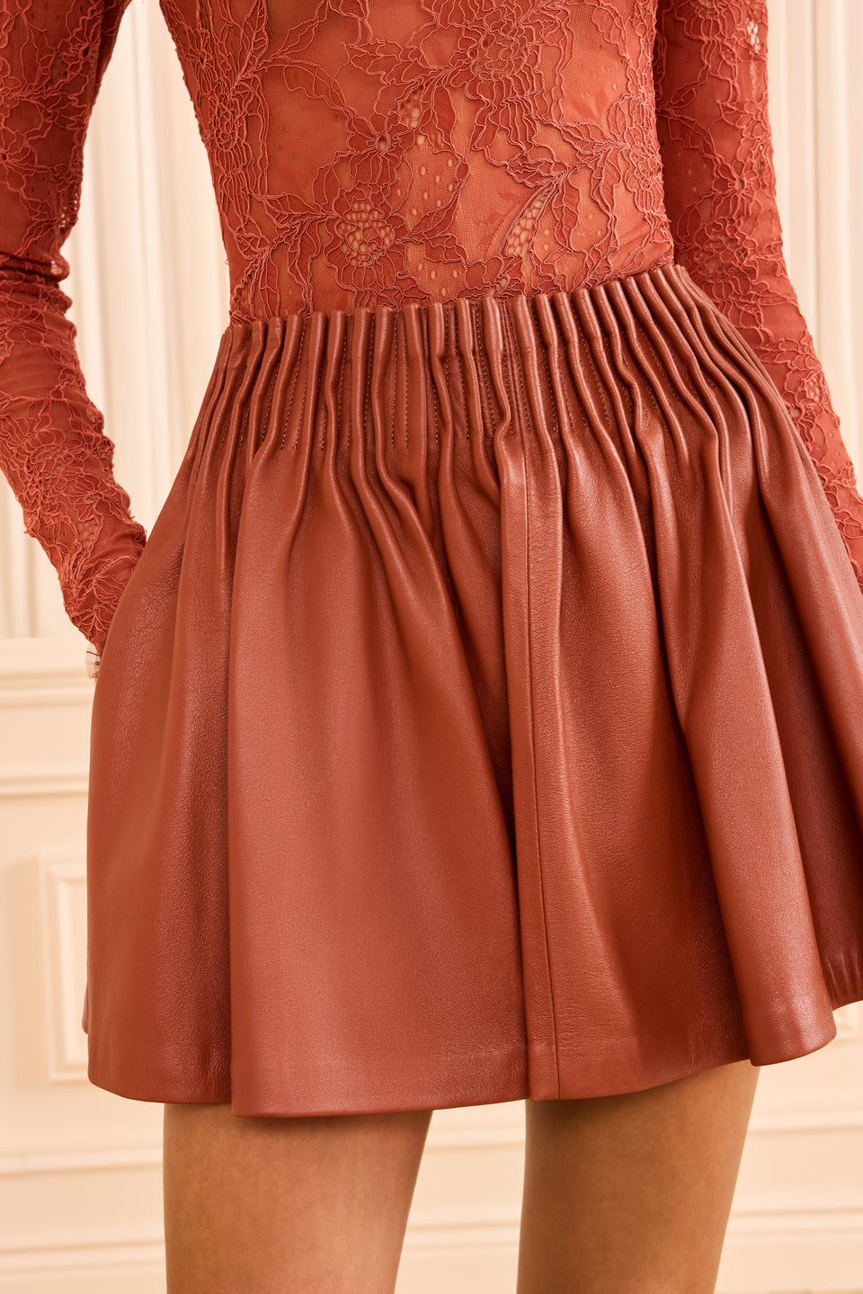 Sienna Lamb Leather Mini Skirt - Gathered Pleat Waist Detail | Ulla Johnson