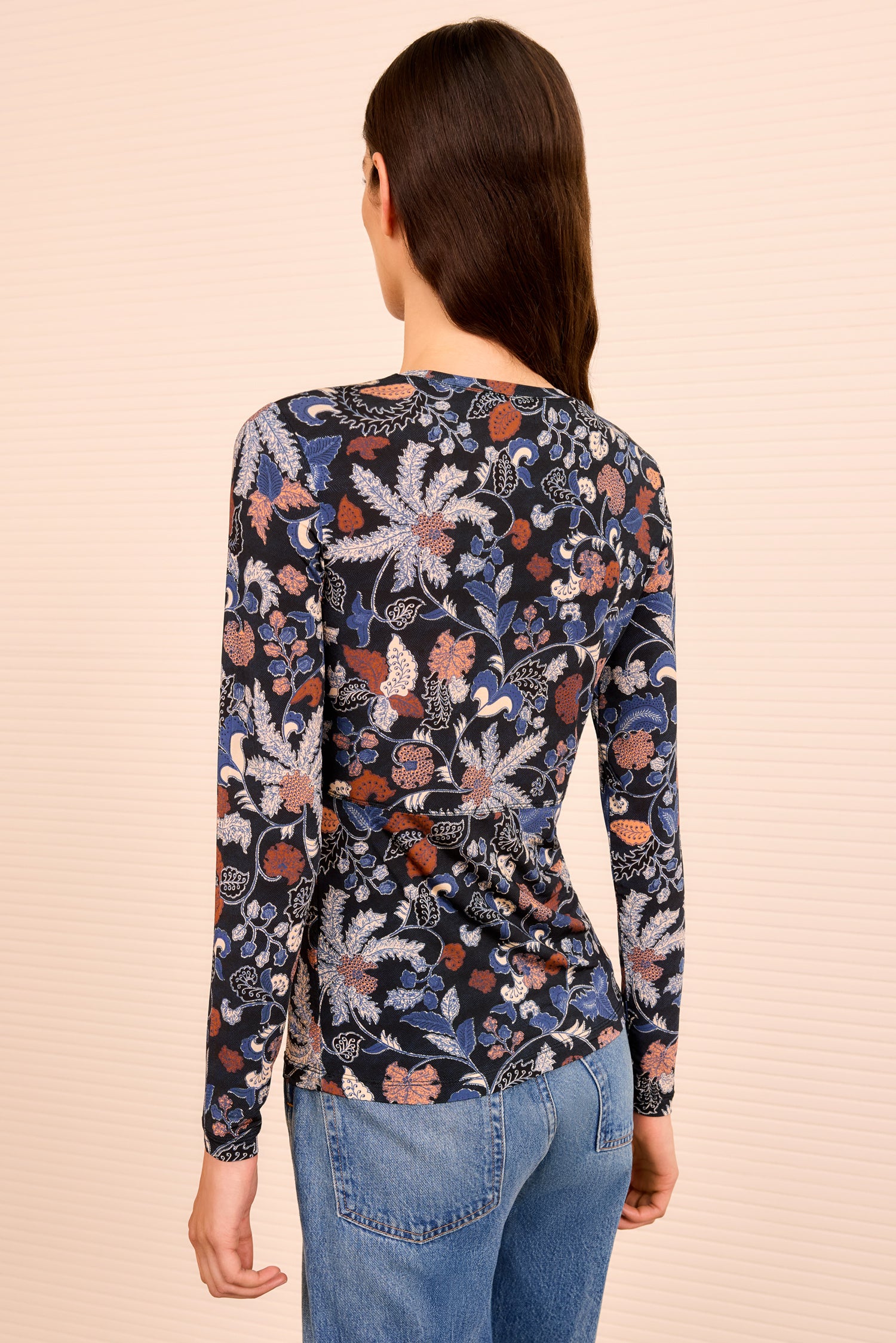 Neri Long Sleeve Ruched Top - Moonlight Floral