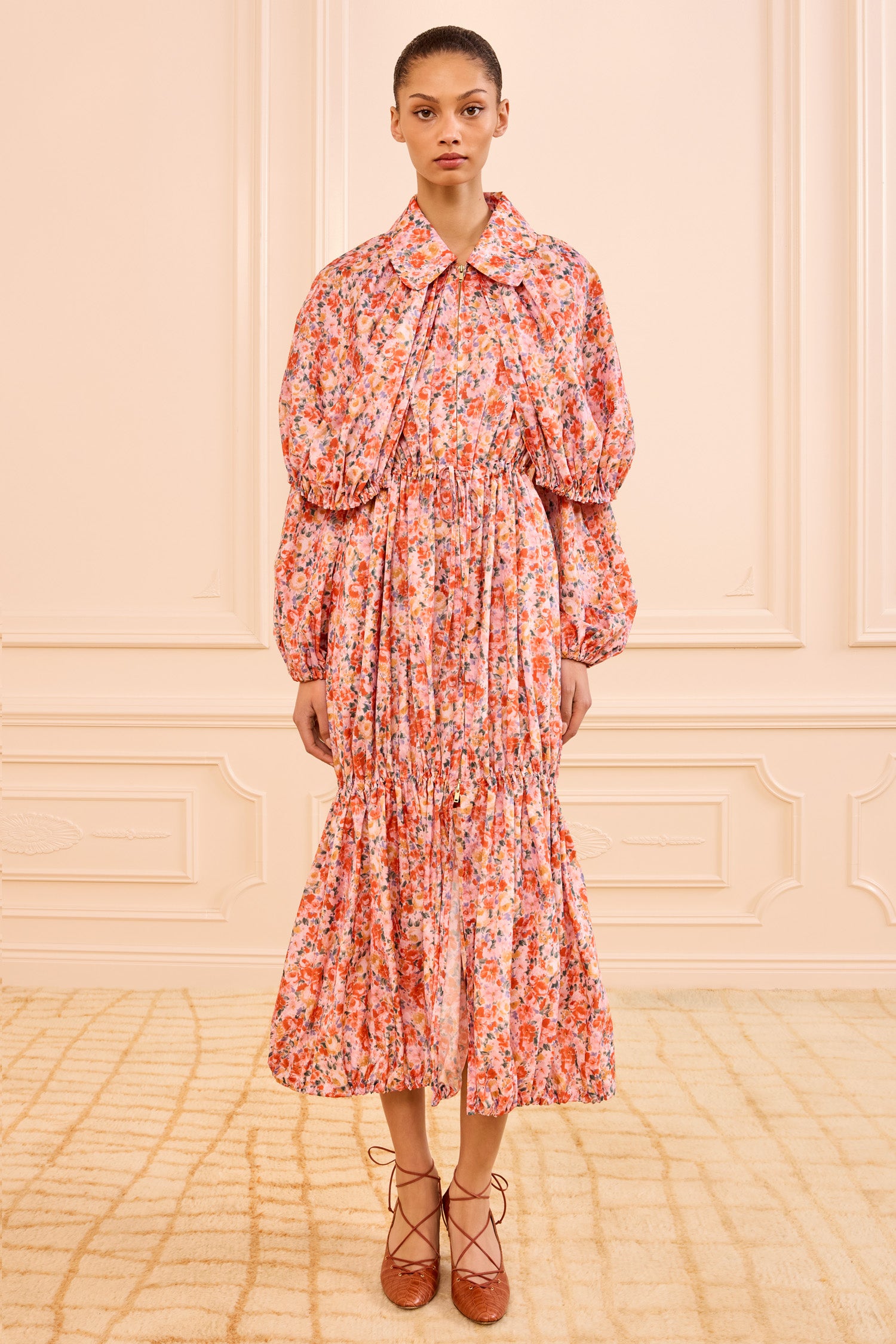 Nadia Bubble Tiered Coat - Begonia