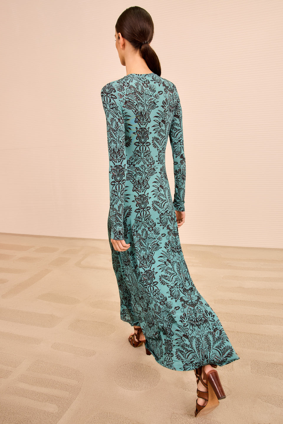 Naia Long Sleeve Ruched Dress - Ocean Flora