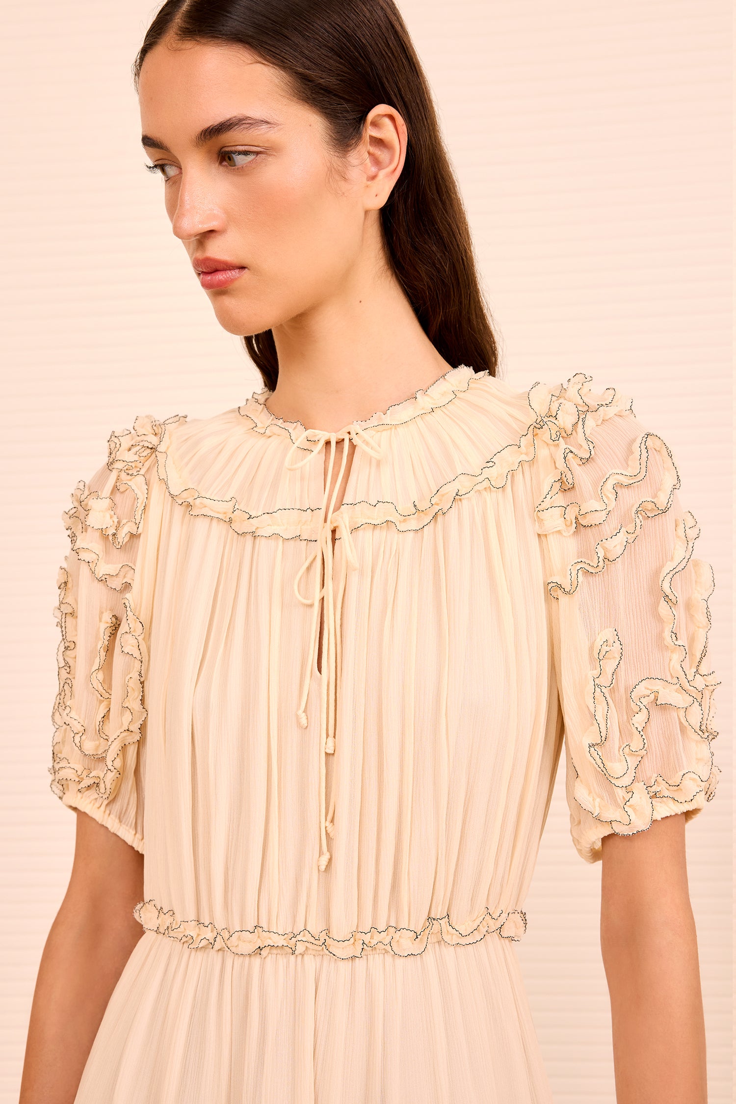 Nan Silk Short Sleeve Midi Dress - Chantilly