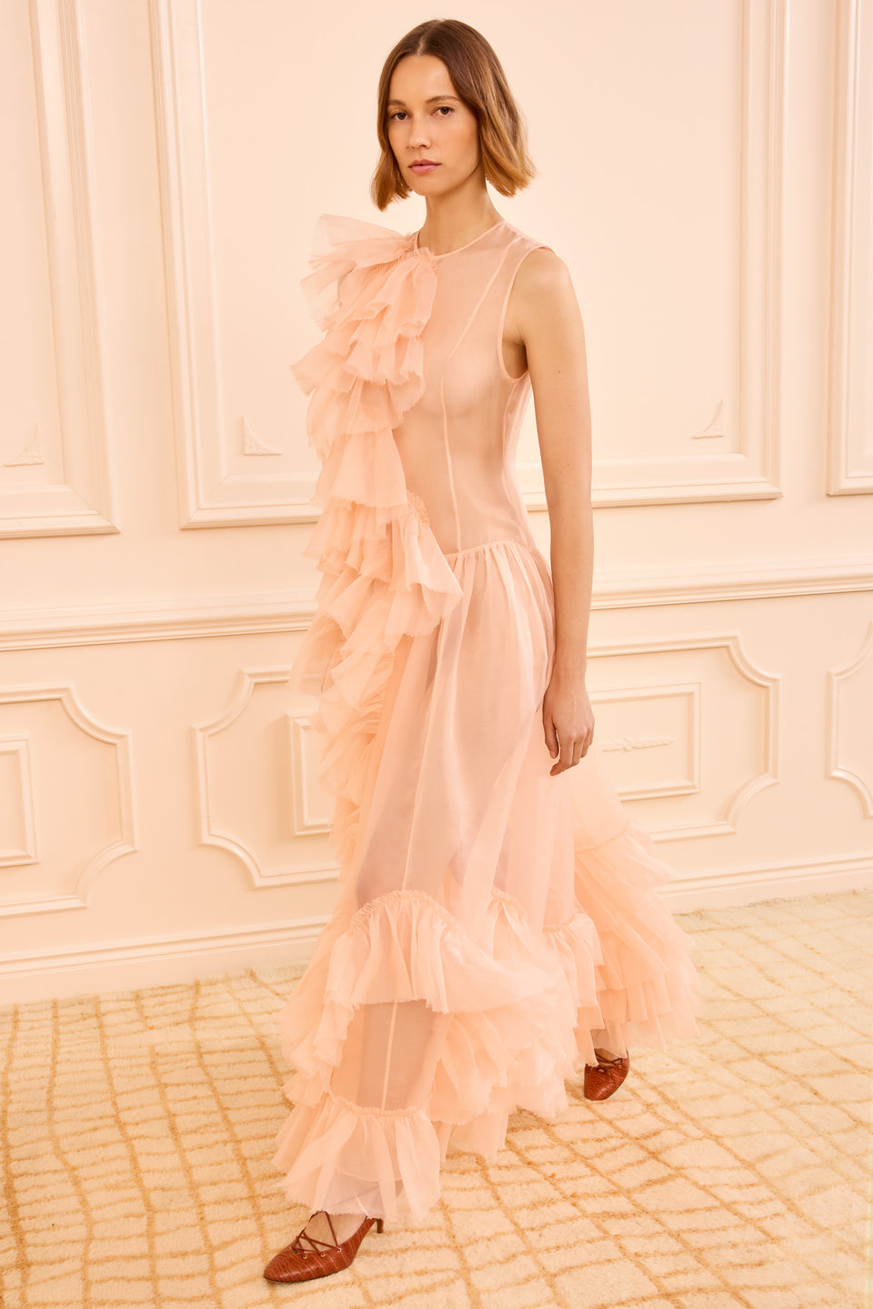 Nepenthe Ruffle Silk Dress - Petal