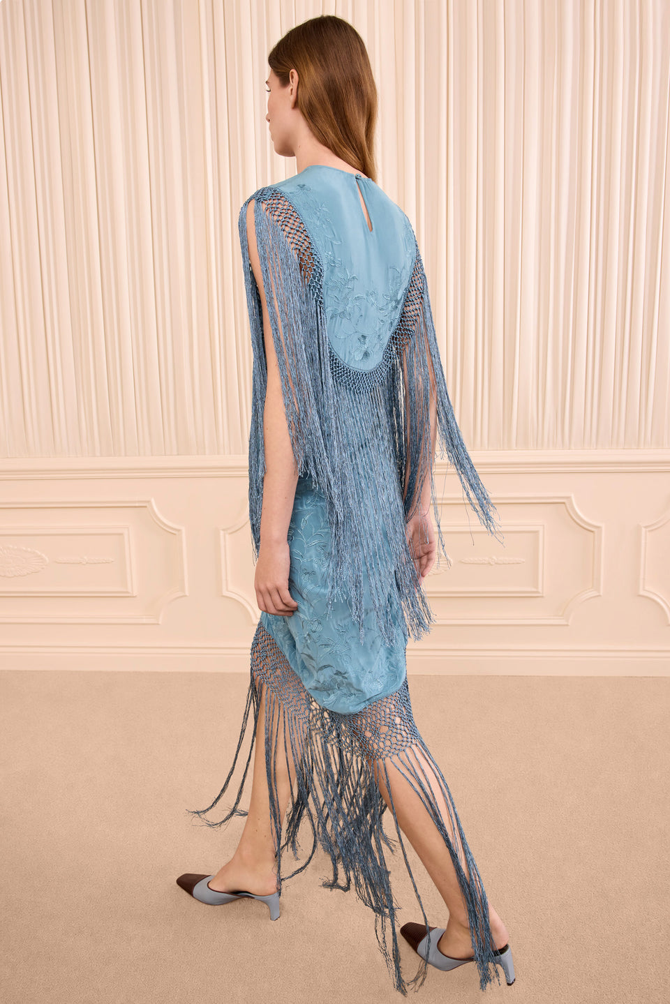Nerine Silk Fringe Dress - Beryl