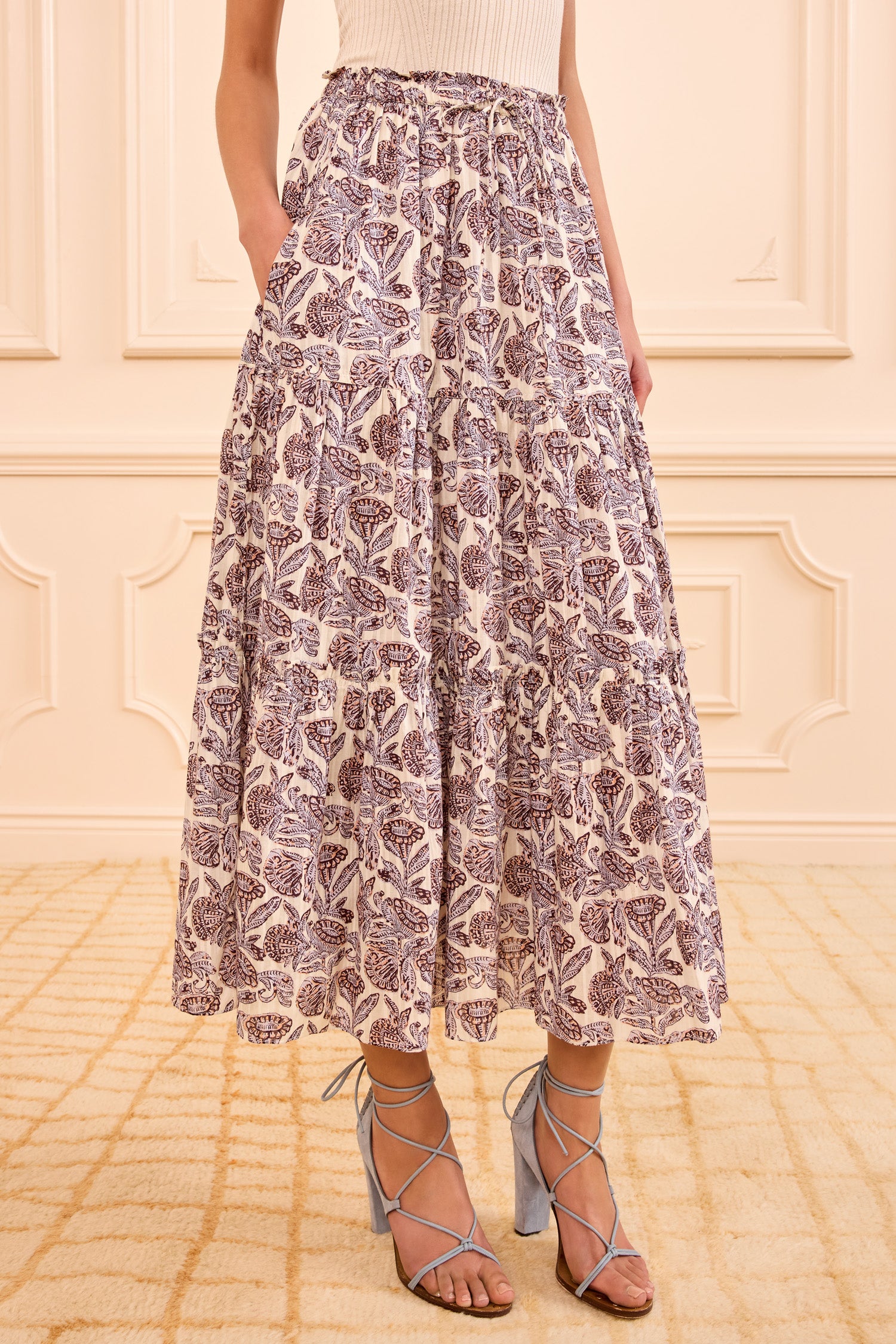 Nessa Cotton Midi Skirt - Meadow