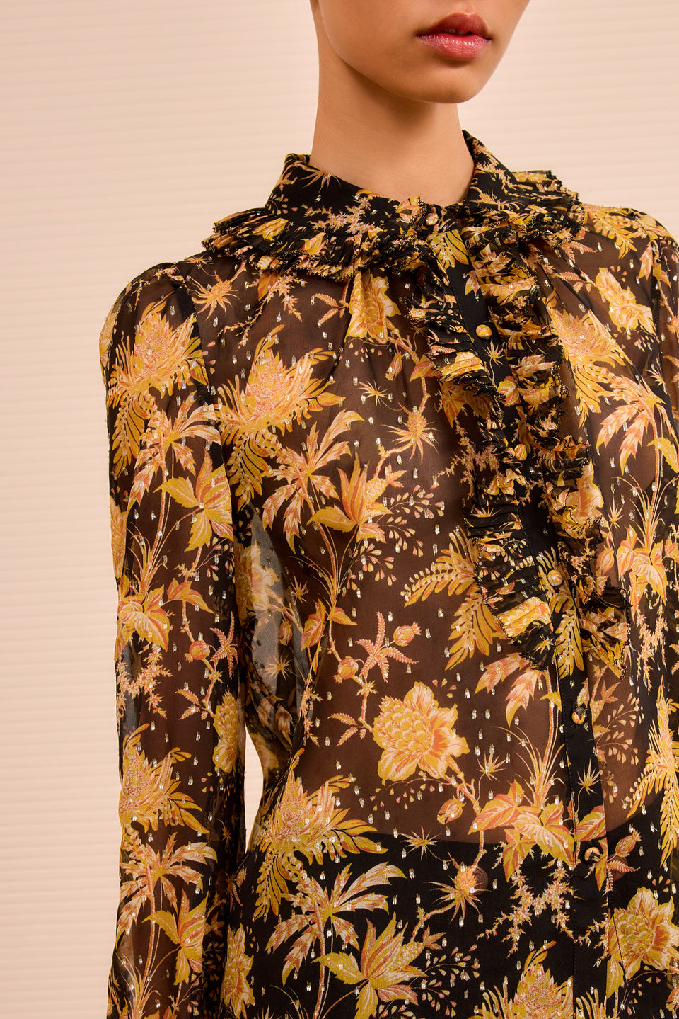 Nina Ruffle Placket Btn Front Blouse - Forsythia