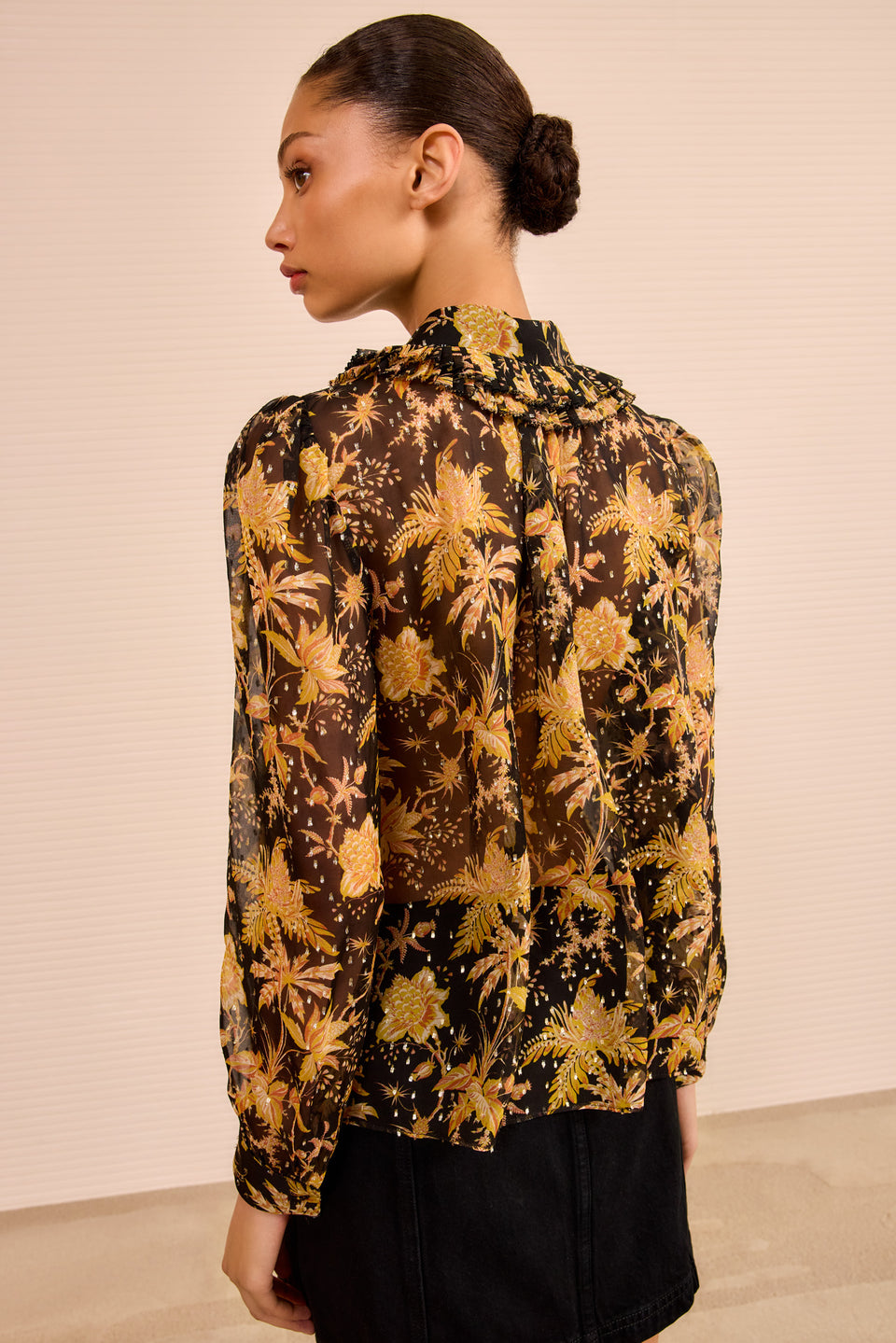 Nina Ruffle Placket Btn Front Blouse - Forsythia