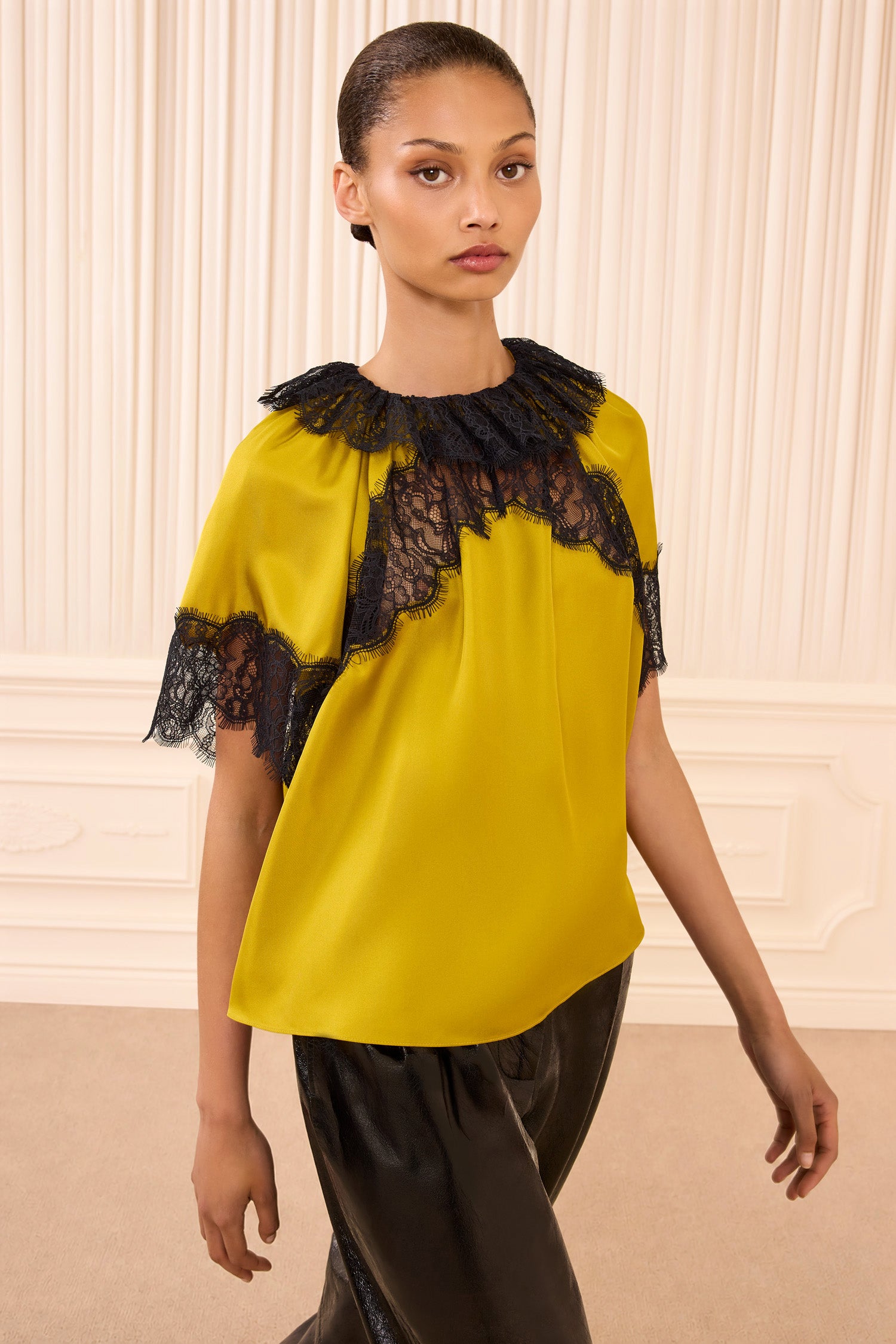 Nina Short Sleeve Silk Blouse Citrine