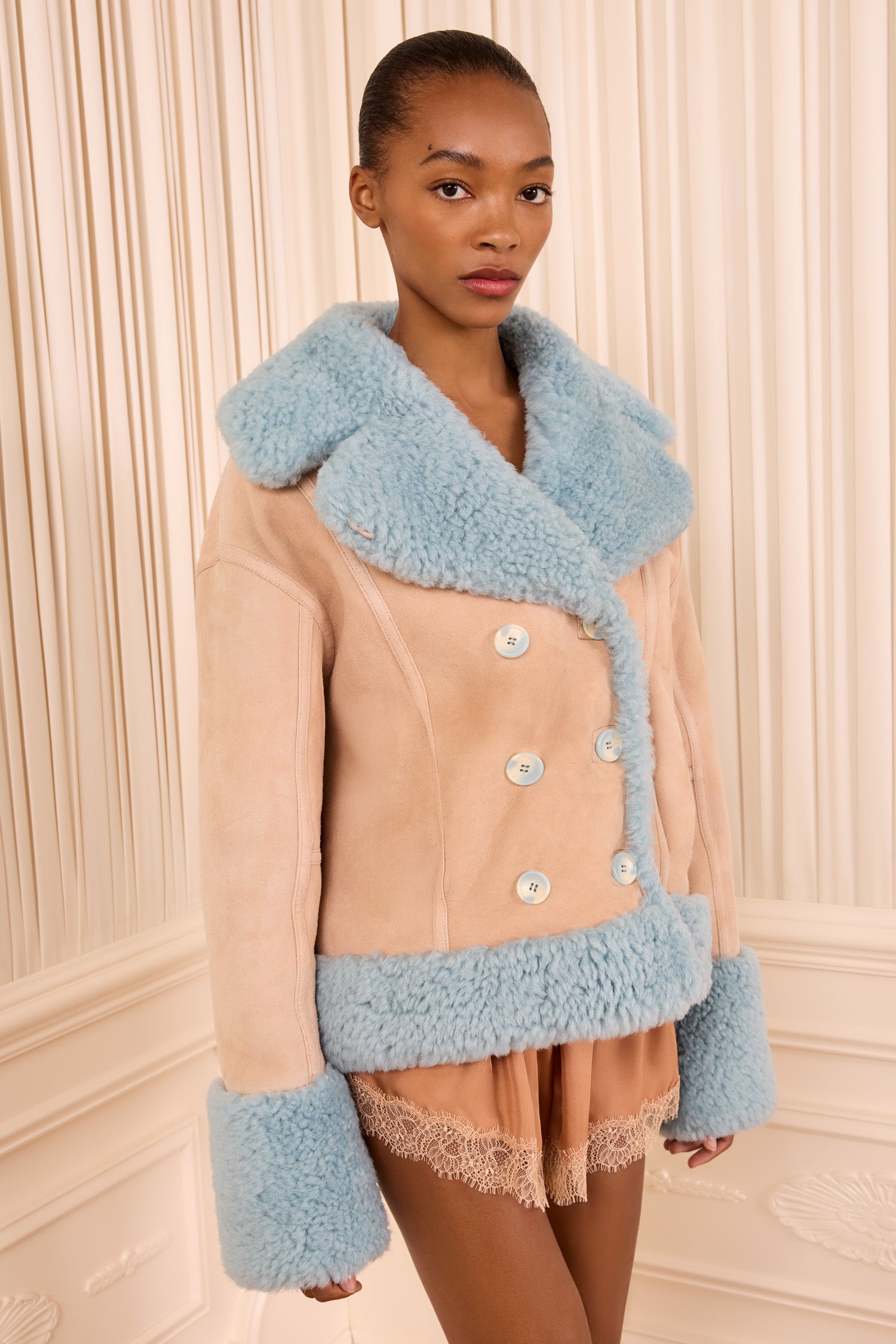 Ulla Johnson Nisha Reversible Shearling Coat - Turquoise