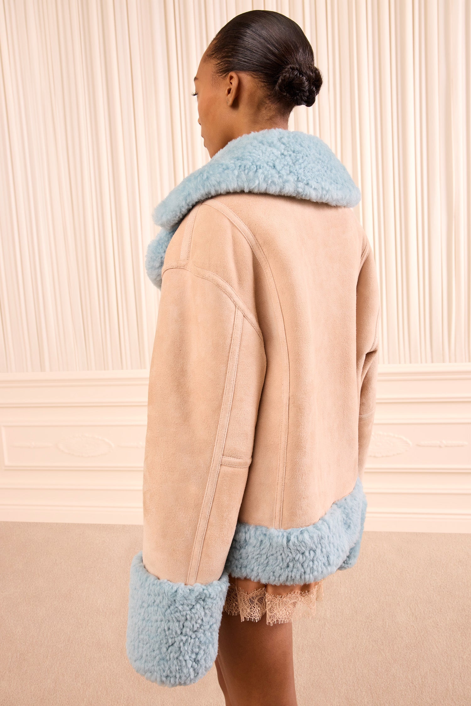Nisha Reversible Shearling Coat - Turquoise