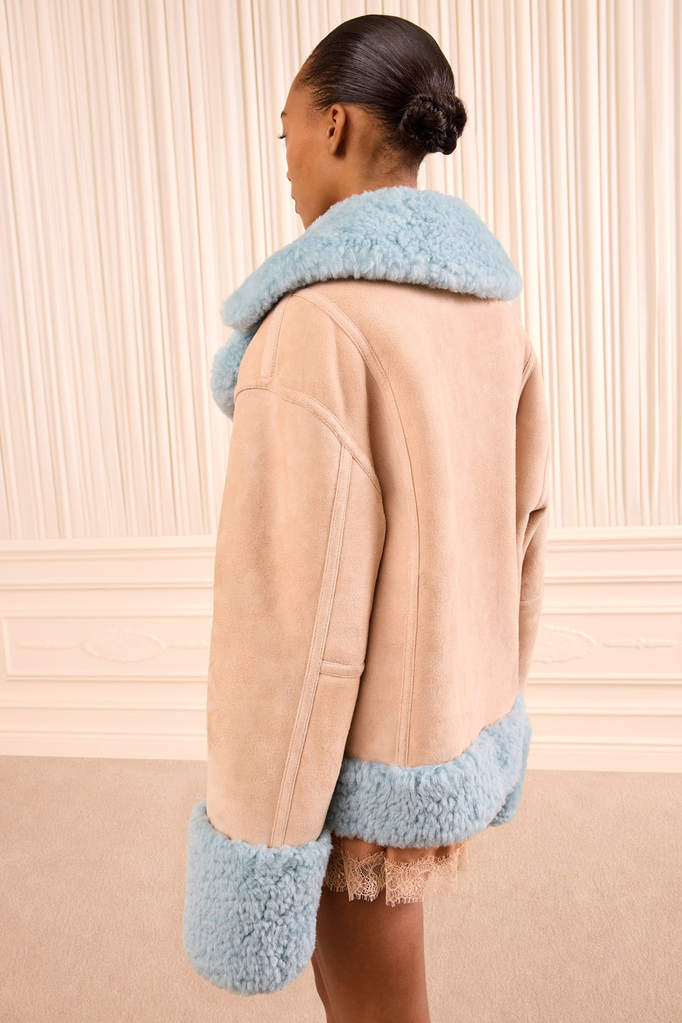 Nisha Reversible Shearling Coat - Turquoise