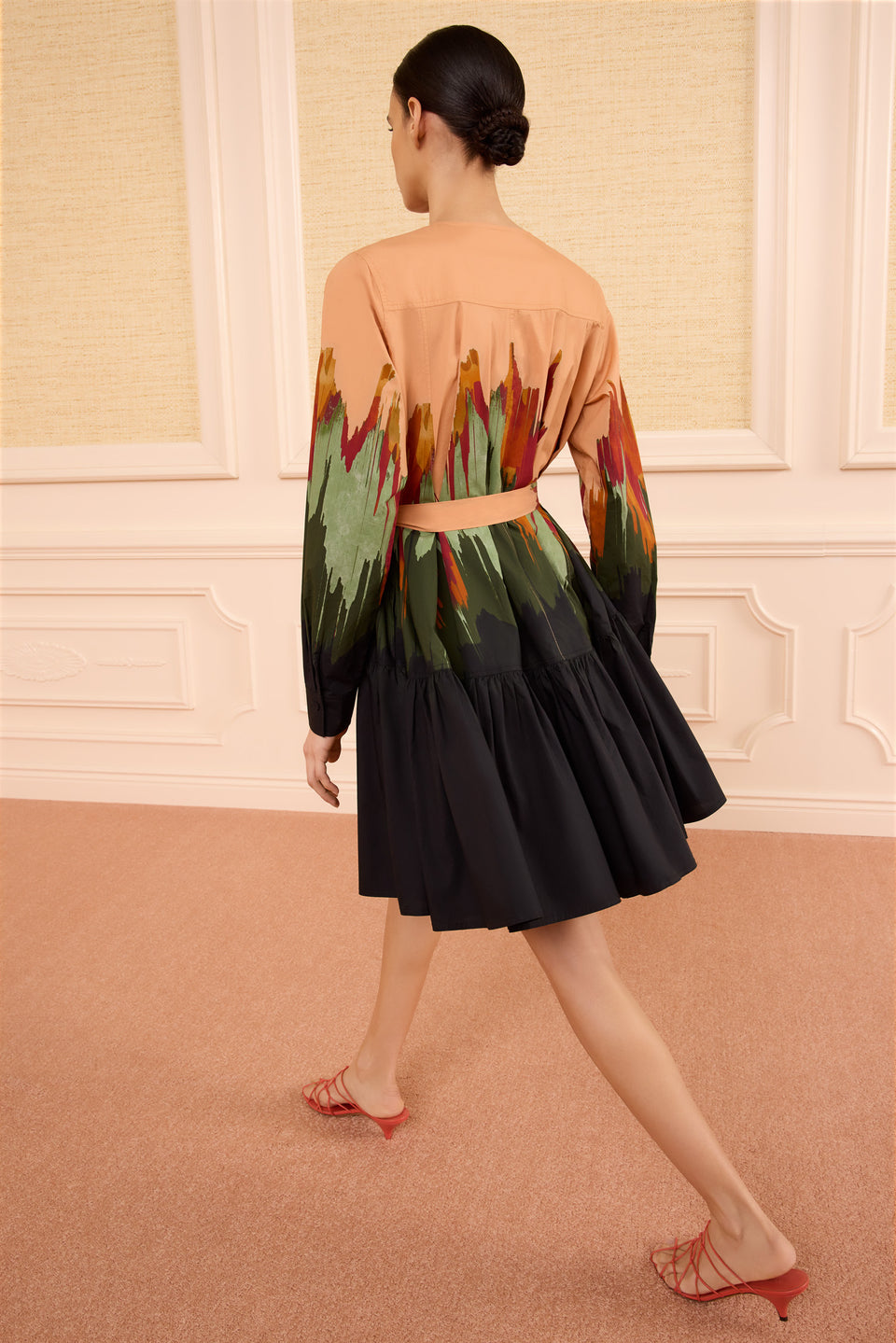 Noelia LS Mini Dress with Neck Tie - Agate