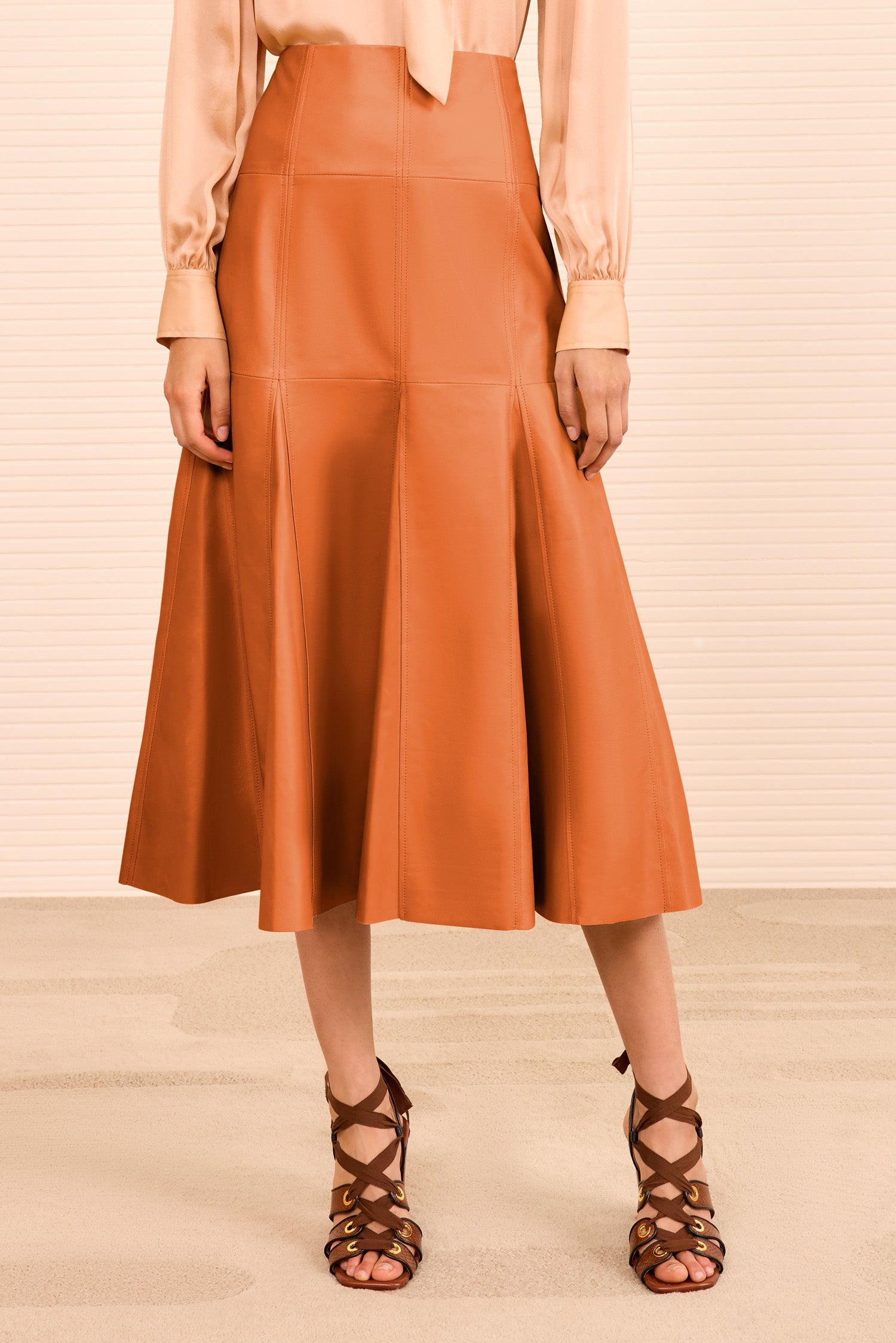 Noemi Fit and Flare Leather Skirt - Sienna