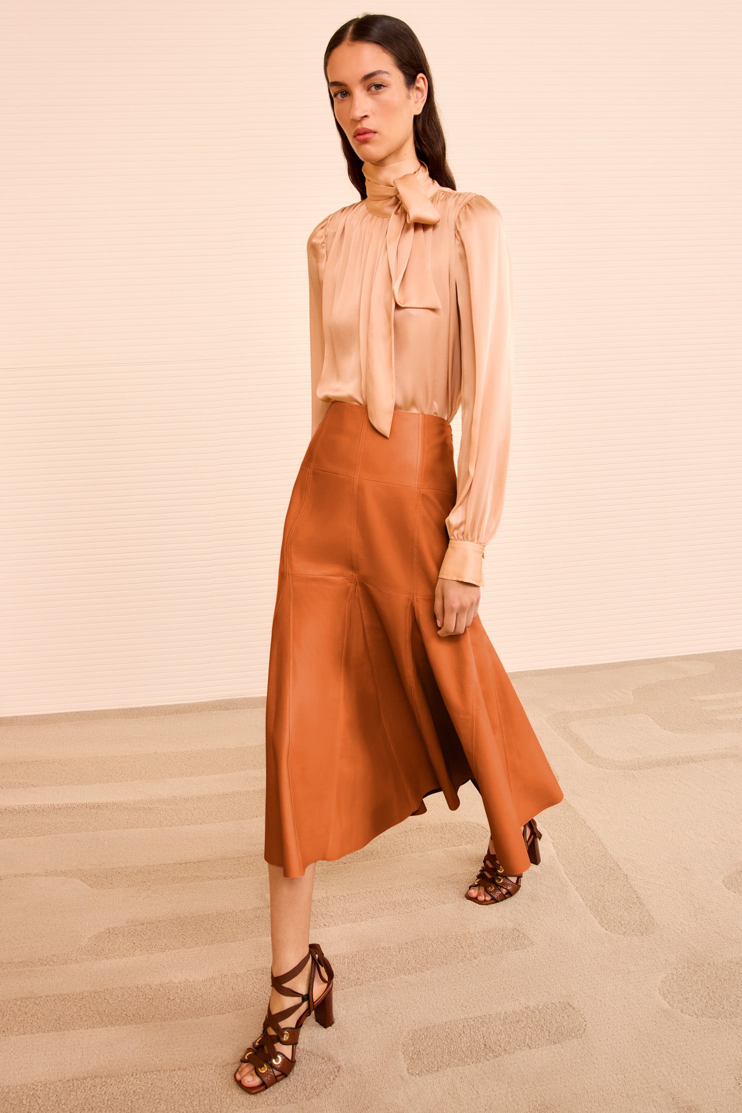 Ulla Johnson Noemi Fit and Flare Leather Skirt - Sienna