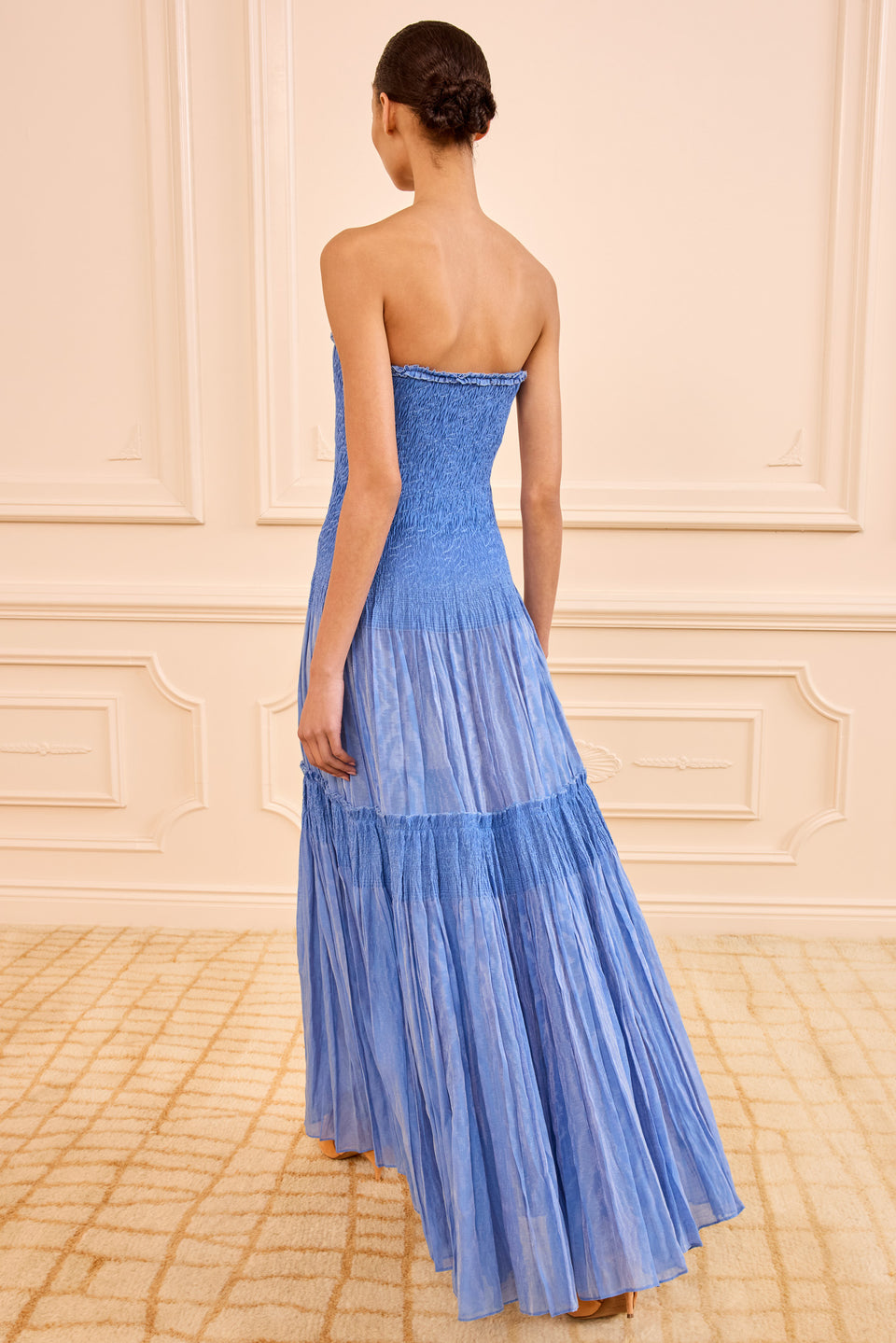 ulla johnson long dress Freesia Gown - Slate Light Blue Open Back Silk Dress
