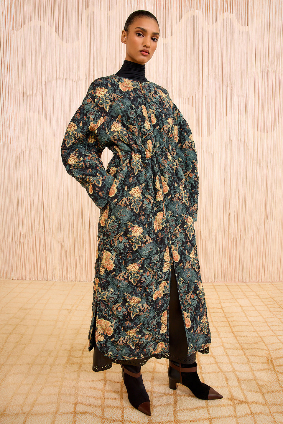 Noumi Silk Quilted Coat - Nuit