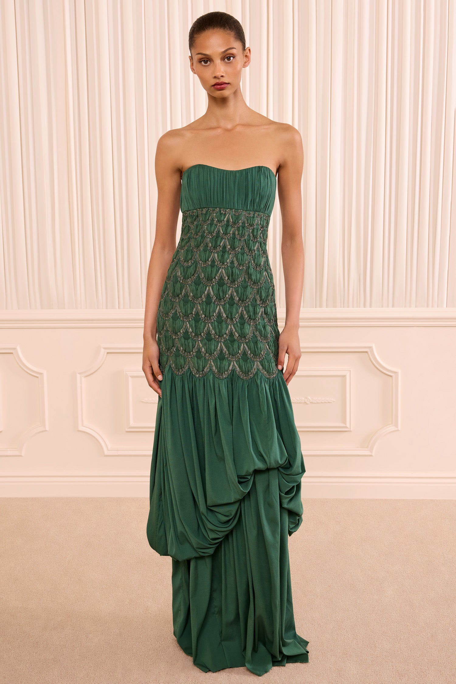 Octavine Strapless Silk Gown - Tourmaline