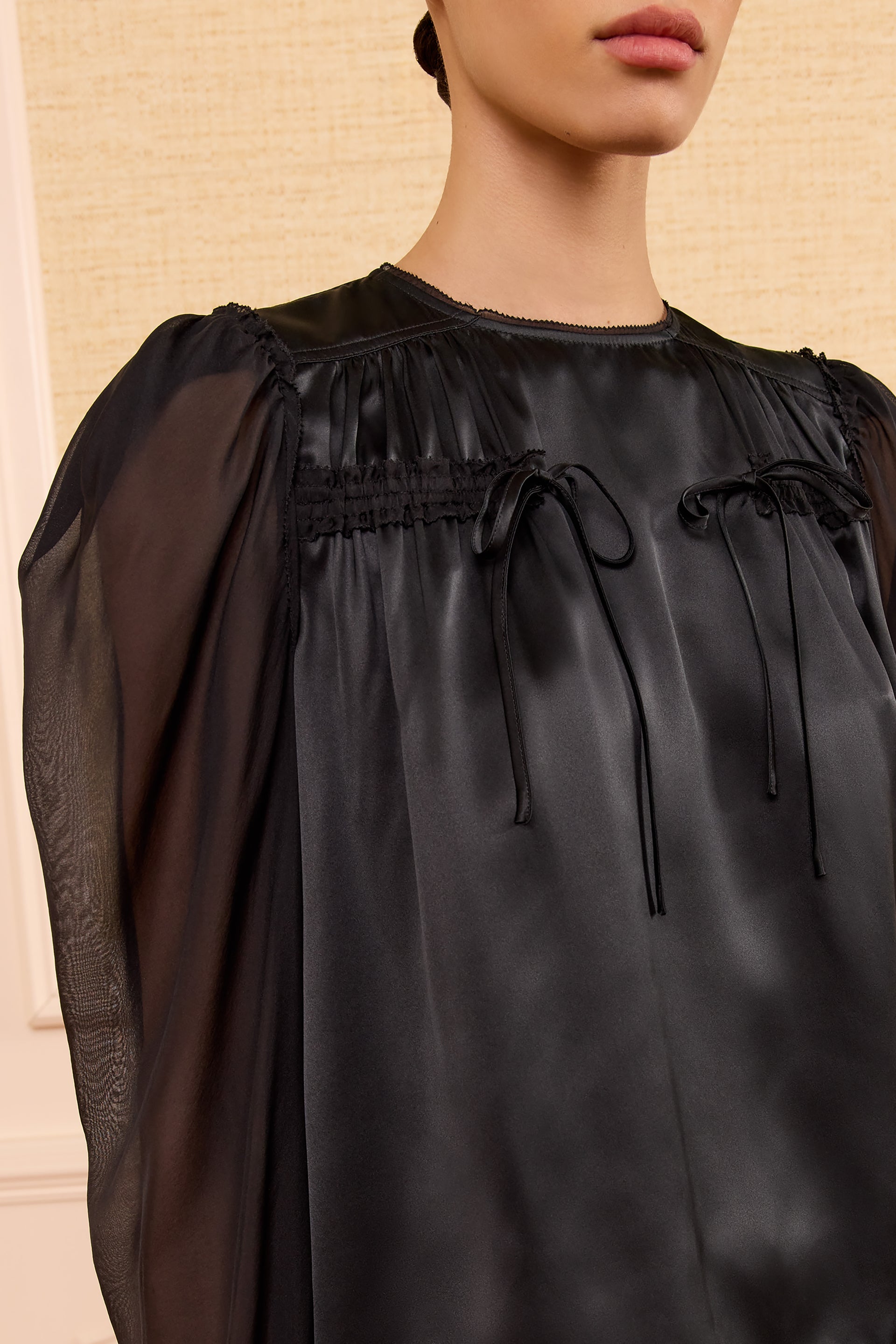 Odette LS Silk Blouse - Noir