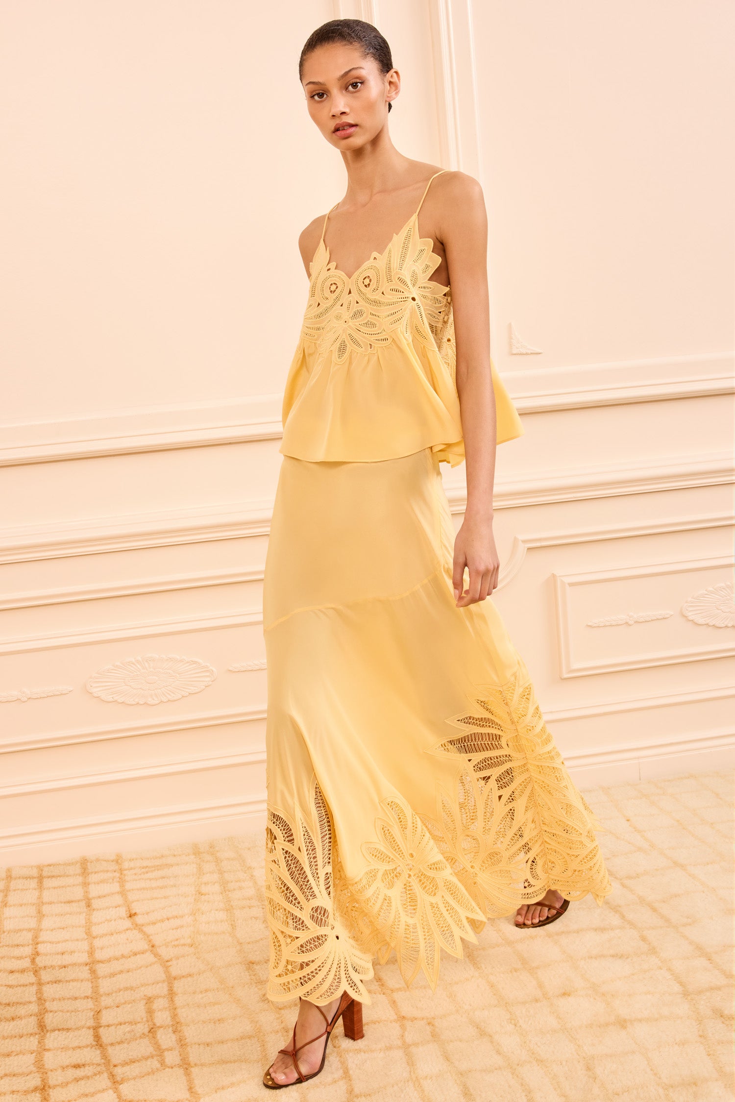 Oona Lace Applique Skirt - Dandelion