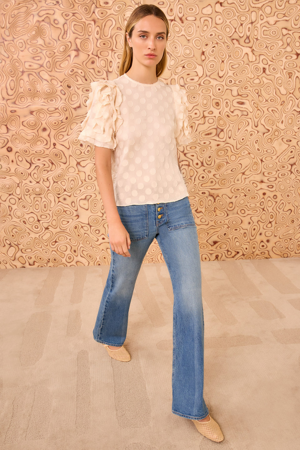 Opal Puff Sleeve Top - Conch
