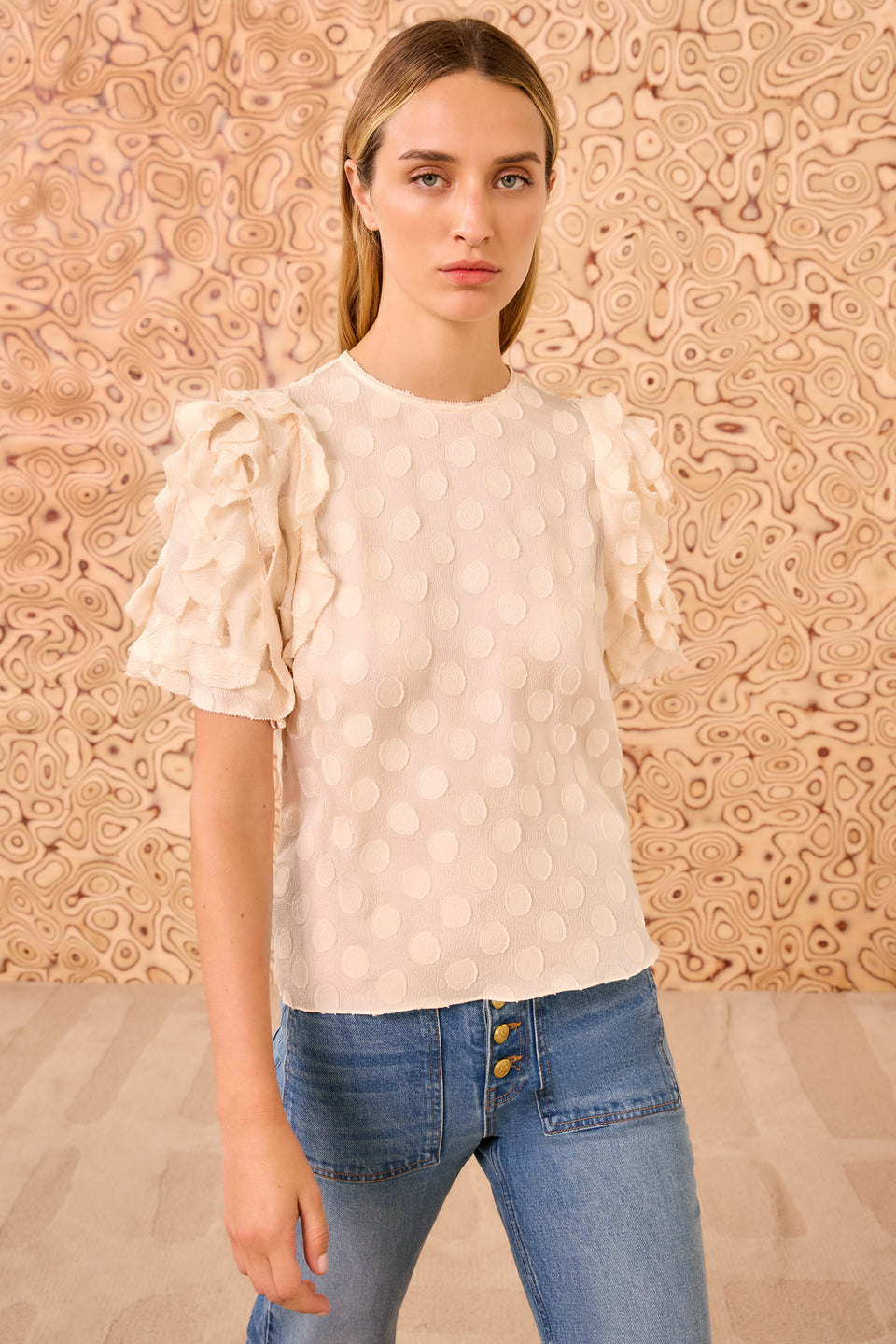 Opal Puff Sleeve Top - Conch